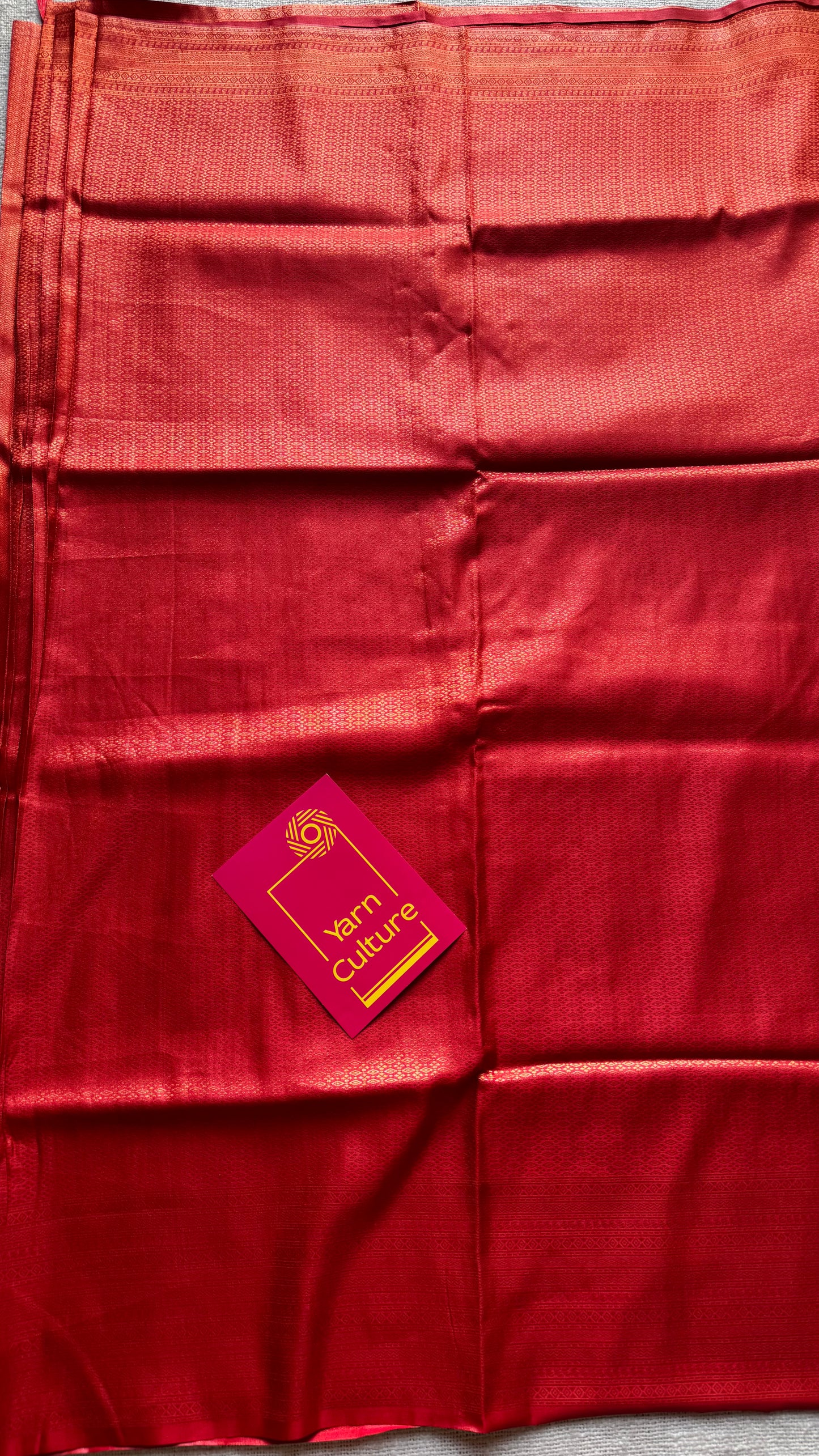 Red, antique gold zari, semi-silk - YCDOSOCSS06