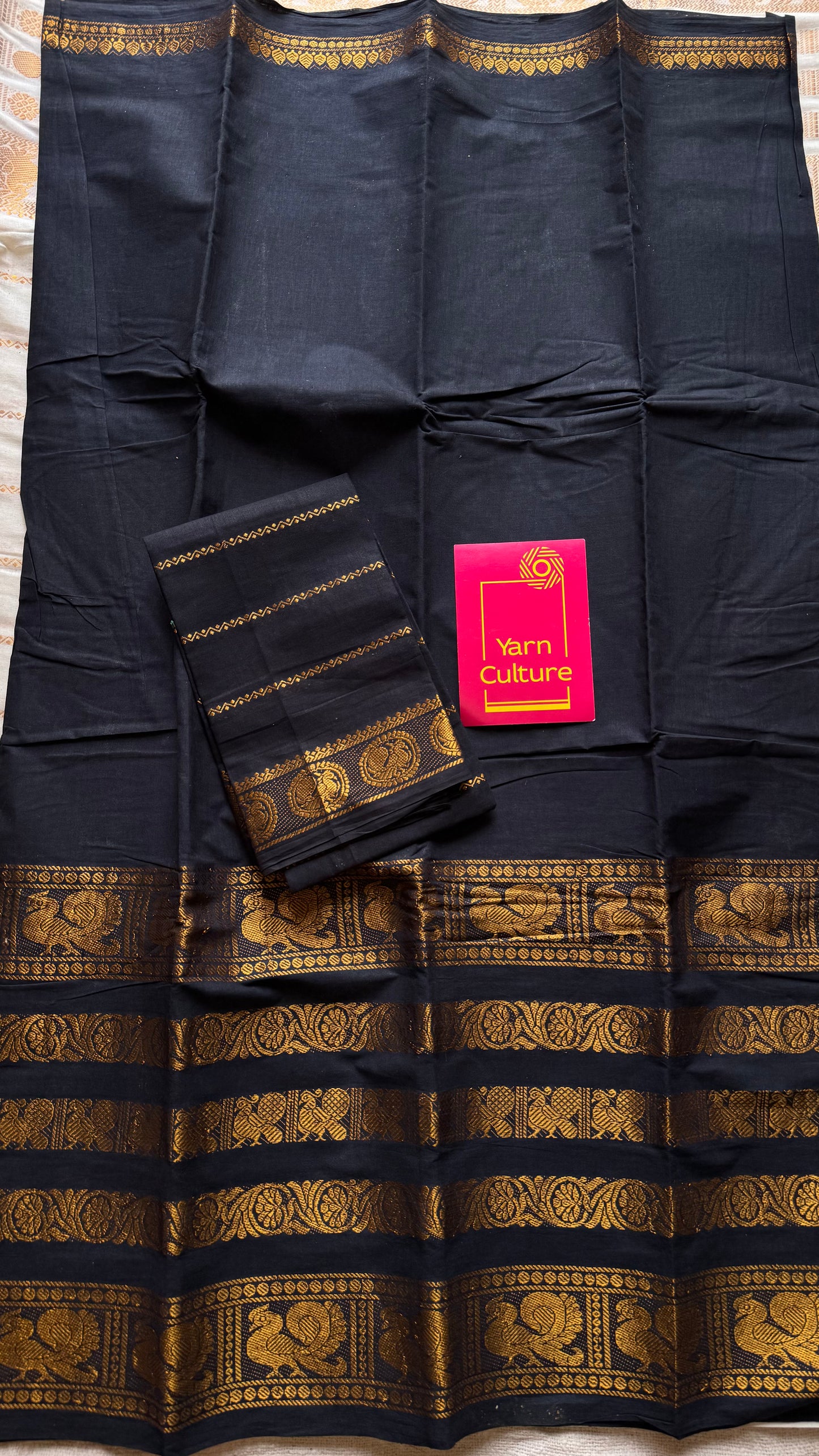 Black long border sungudi, kattuchayam dyed madurai cotton - YCCOTNMSAP134