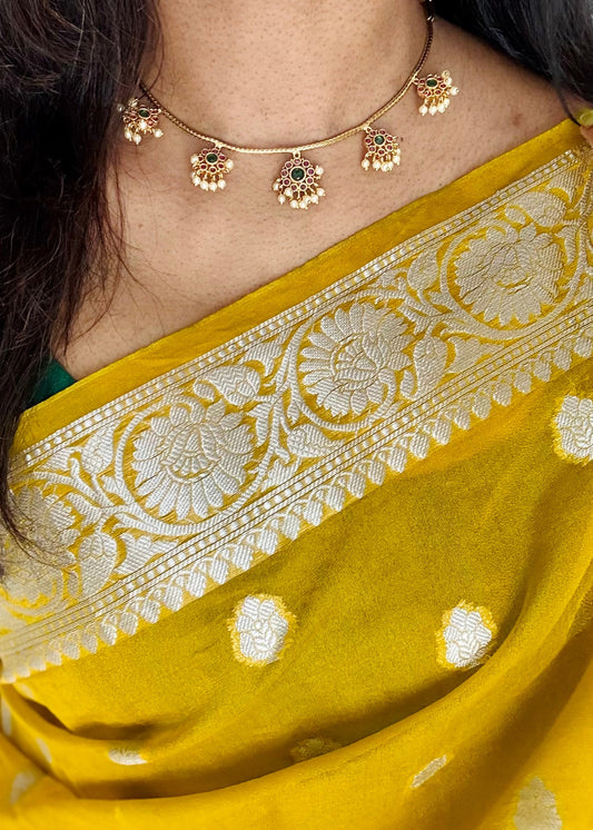 Multipendant ruby, green and pearl neckpiece - YCAGNP265