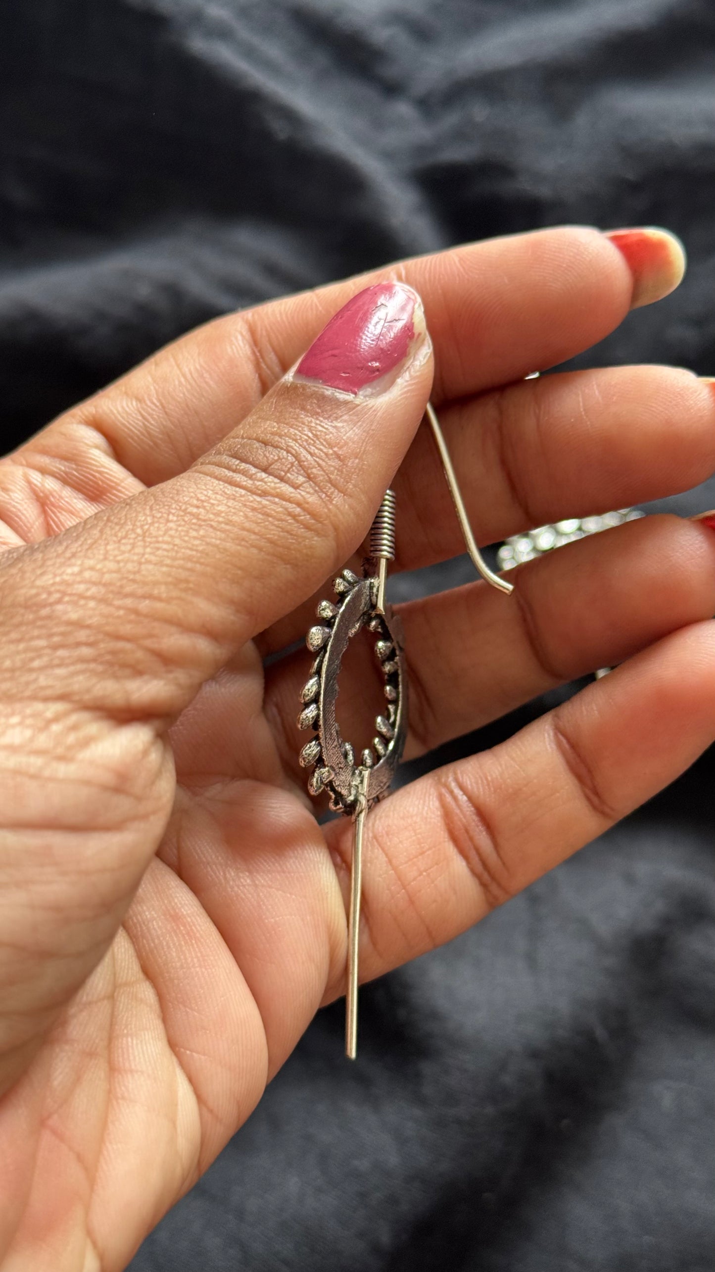 Oxidised silver, floral earcuff, clip-on - YCOSEC497