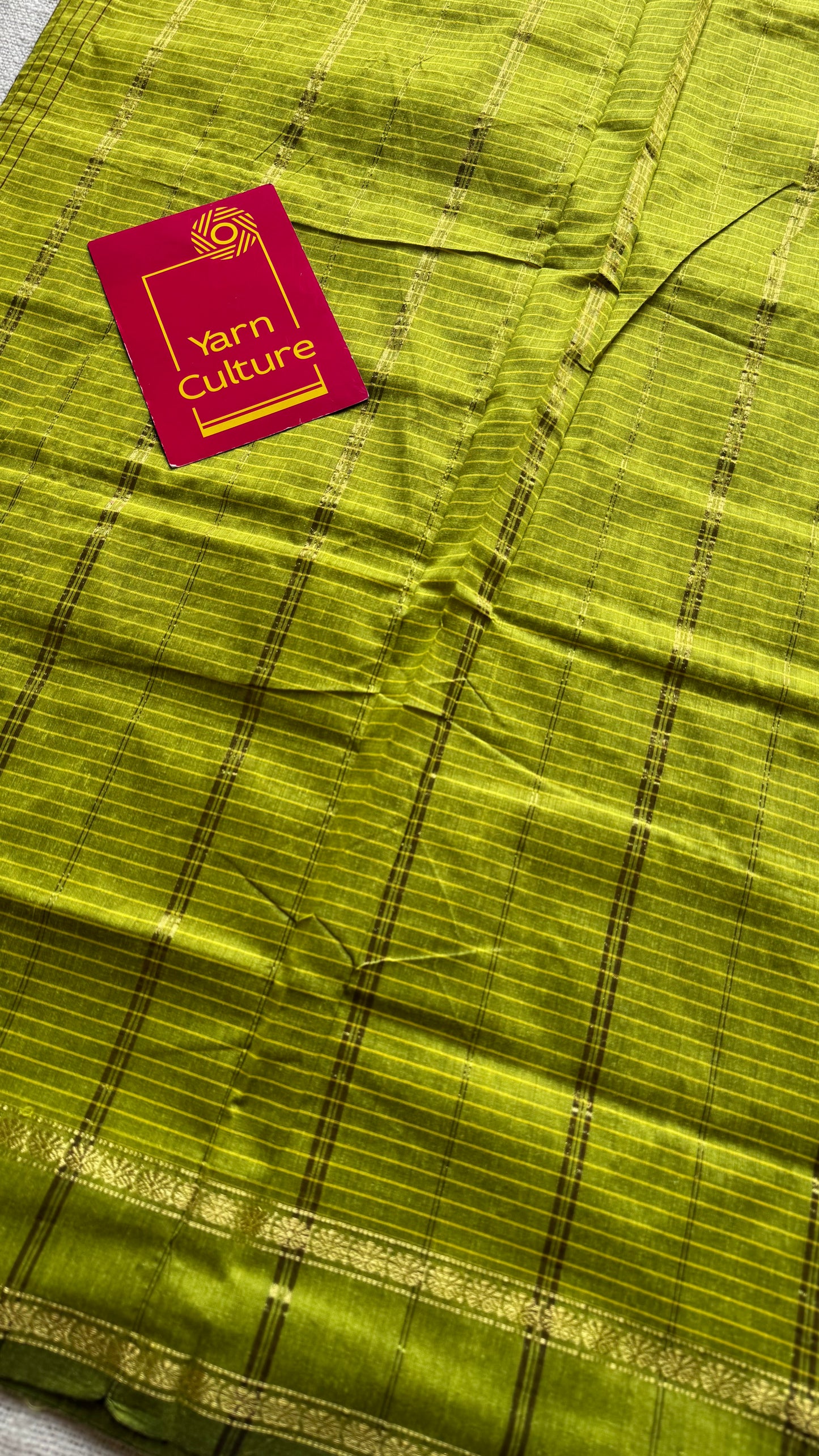 Olive Green, Arani checks, cotton silk - YCCOTNOCAR04