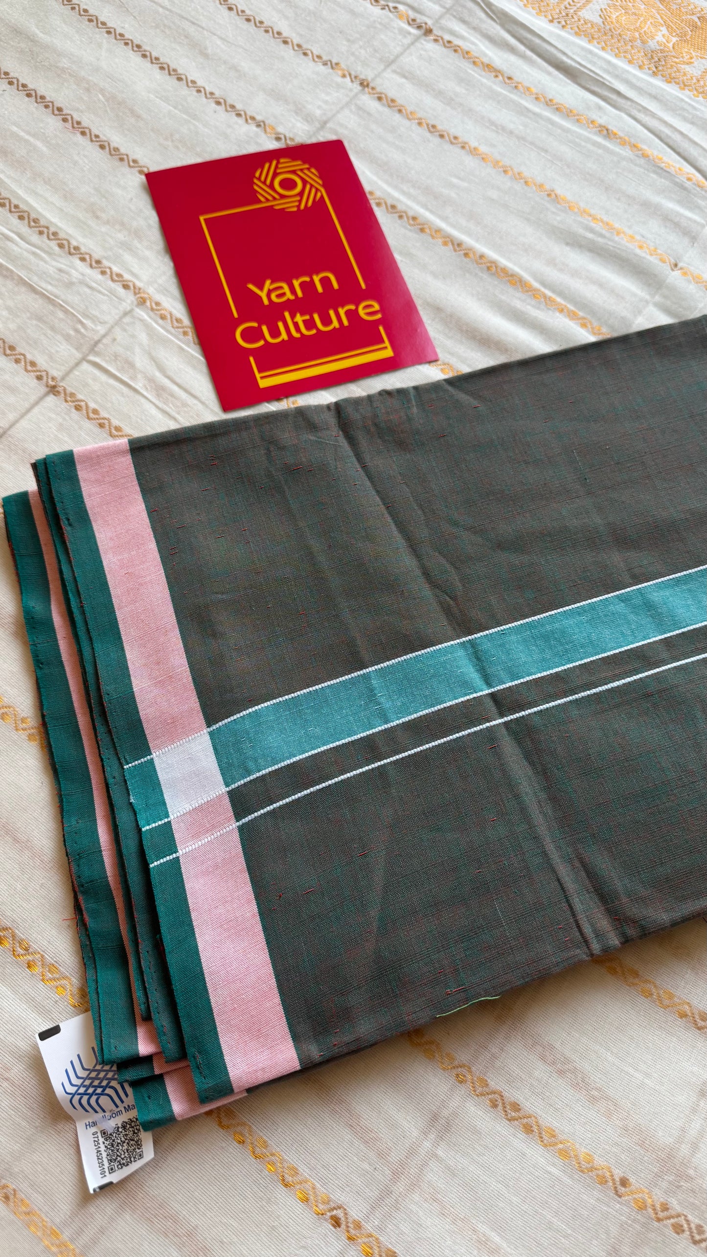Green Chendamangalam Handloom Single Mundu | Soft Cotton Men's Dhoti - YCMSEIE181