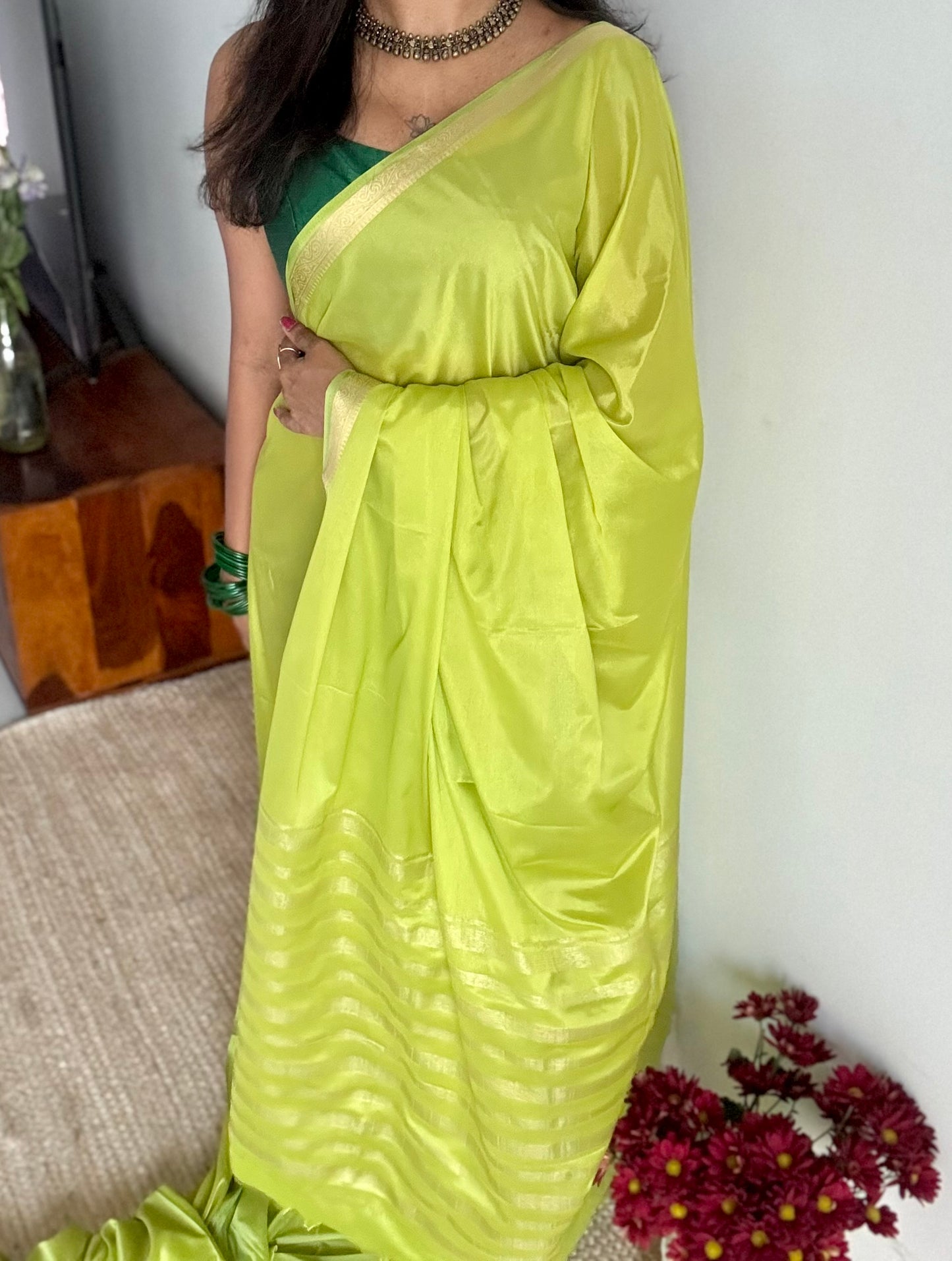 Lime green, Mysore semi-silk - YCDESE18