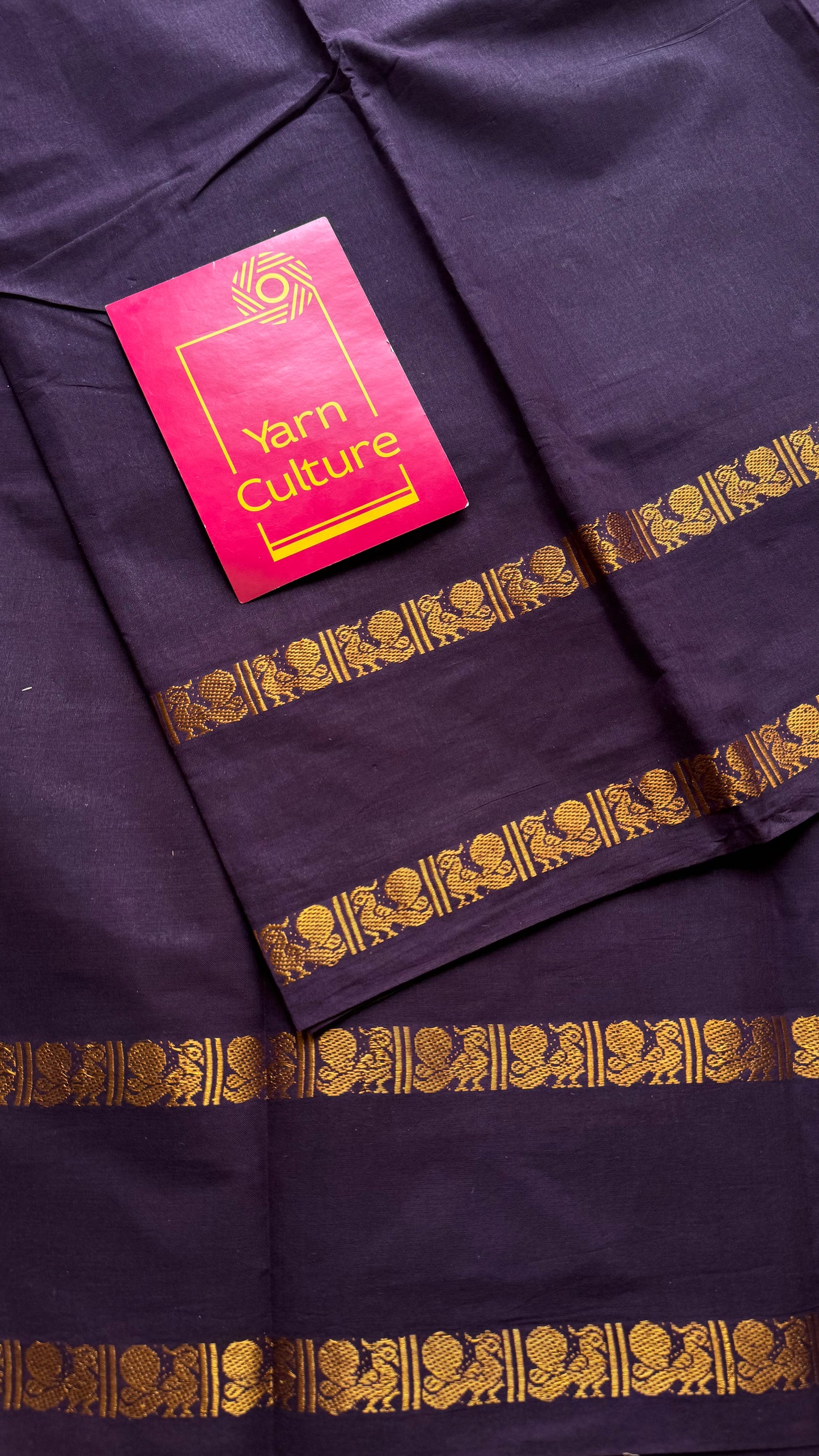 Purple brown rettaipettu peacock gap border, kattuchayam dyed madurai cotton saree  - YCCOTNMSAP98