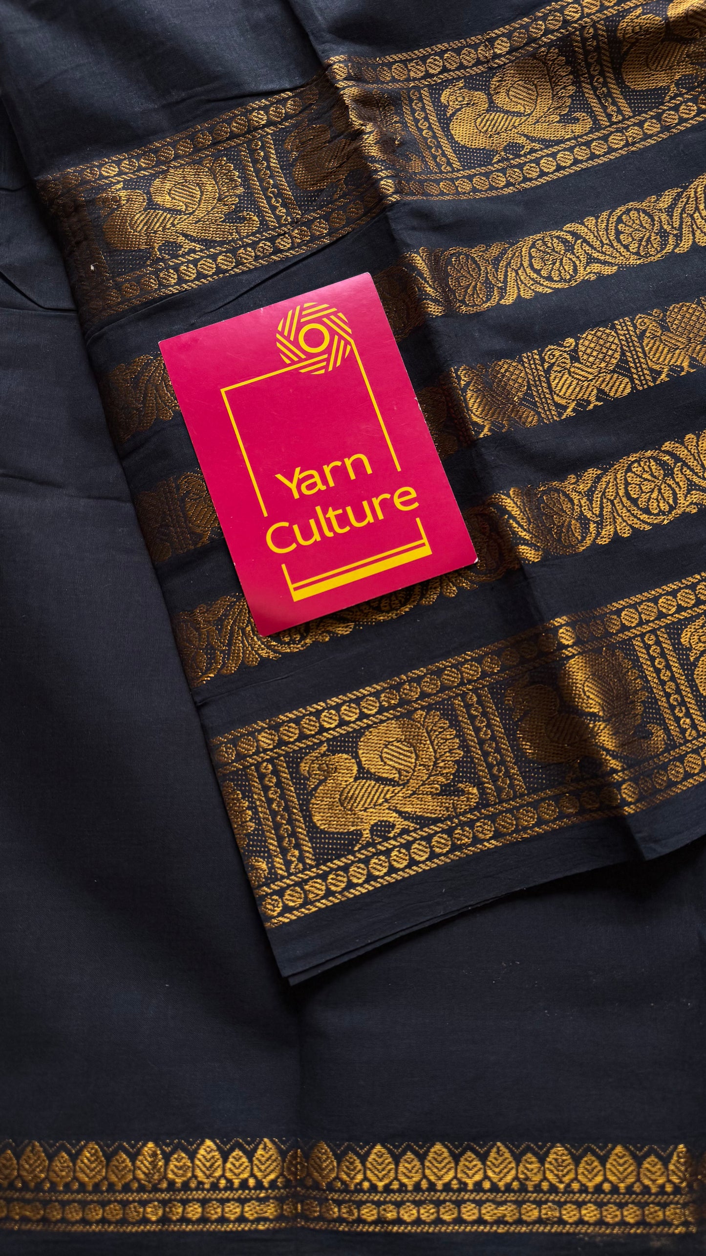 Black long border sungudi, kattuchayam dyed madurai cotton - YCCOTNMSAP134