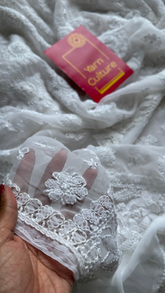 Noor-e-Safa (radiance of purity) - White Chikankari, georgette YCSLCJULCK06