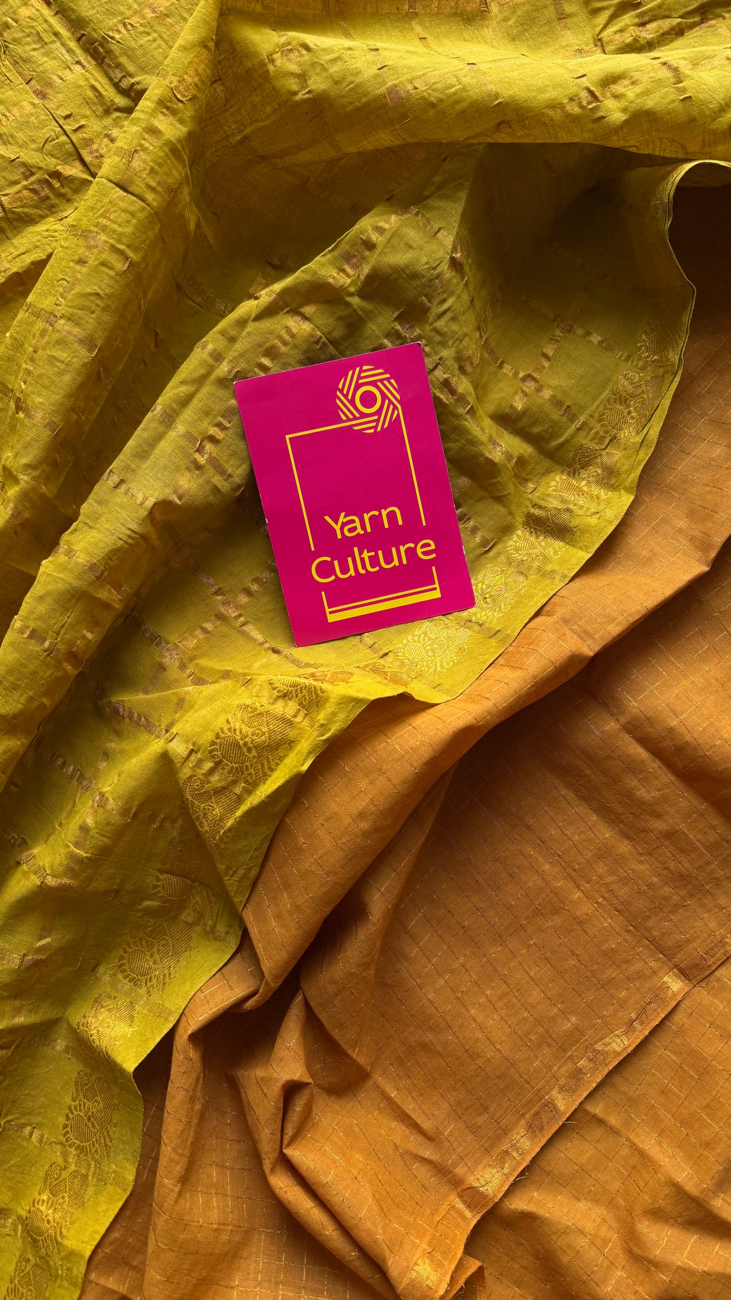 Light green with turmeric yellow, sungudi cotton half-half saree - YCCOTNMSFE369