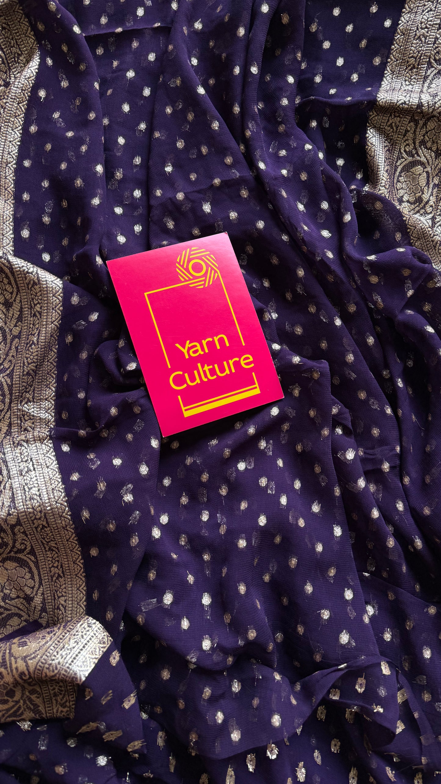 Purple viscose georgette saree with zari motifs - YCDOSFE208