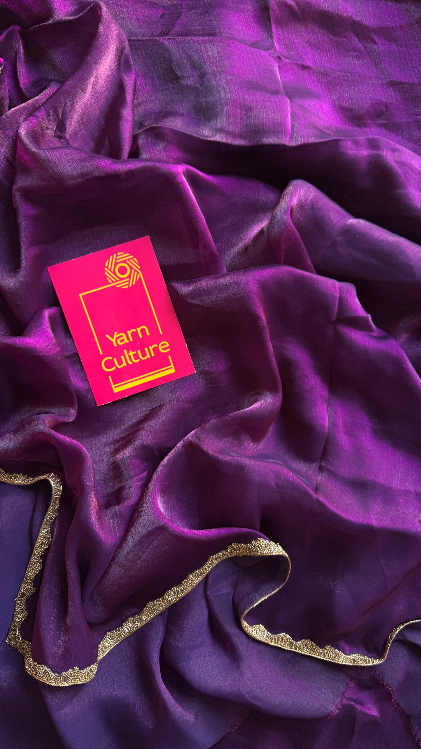 Playful Purple - royal hues, metallic dual tone space silk, embellished border - YCDOSDE62