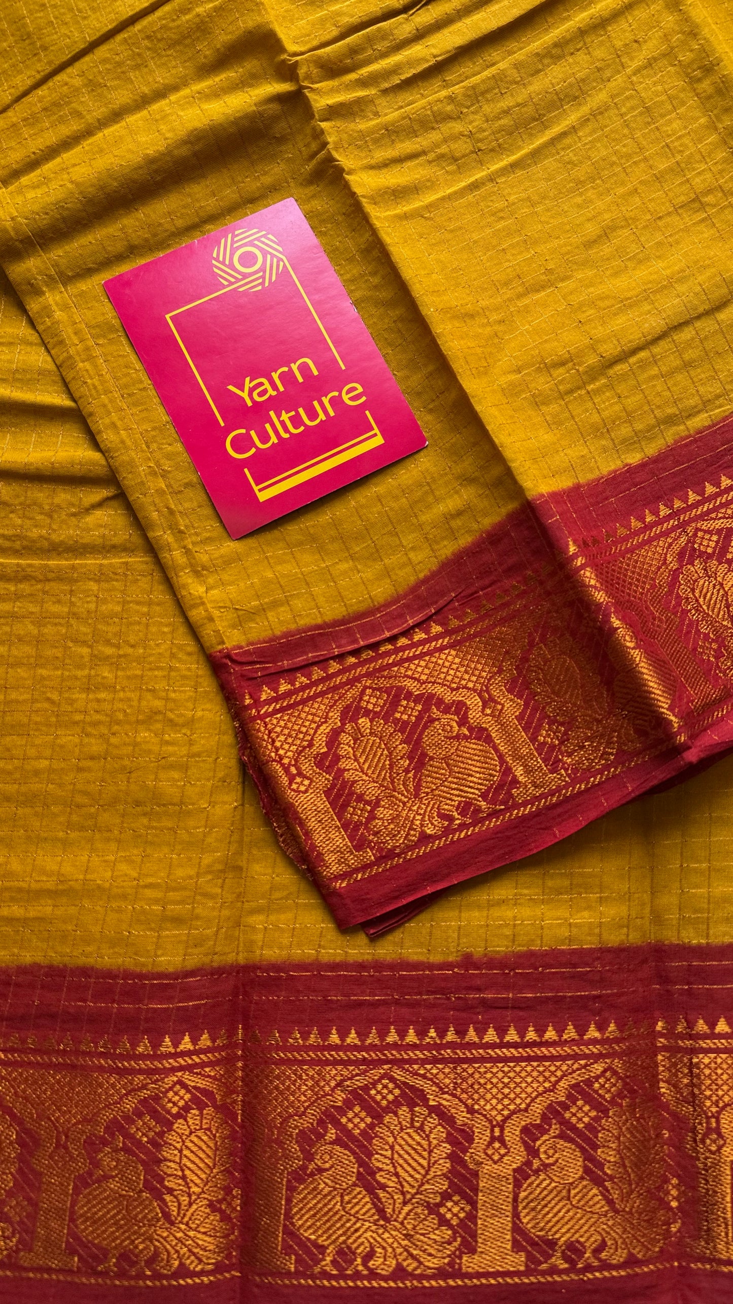Light green with red contrast zari checkered sungudi, kattuchayam dyed madurai cotton - YCCOTNMSAP196