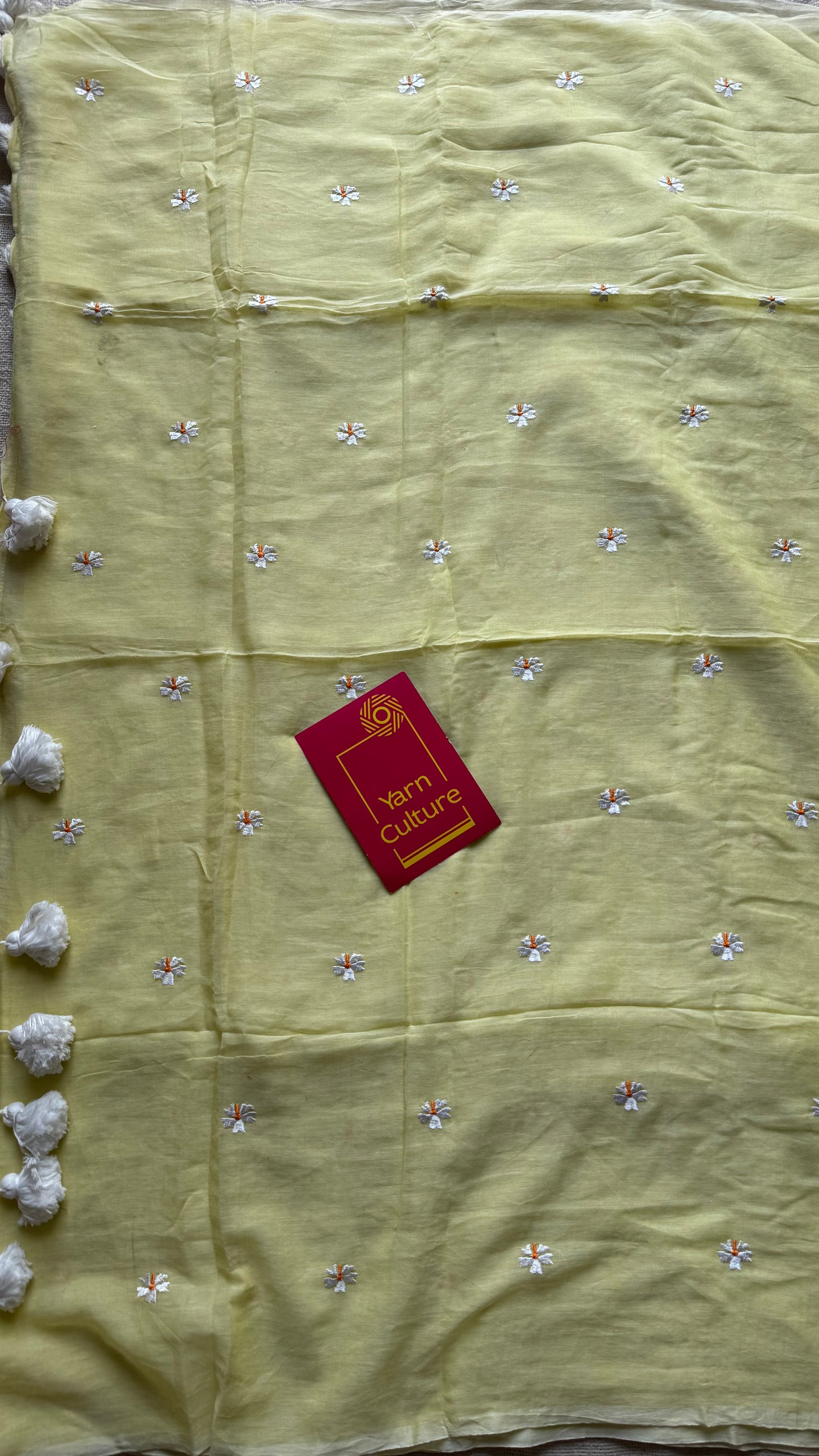 Light yellow parijat soft mul cotton saree  - YCBCMCAP29