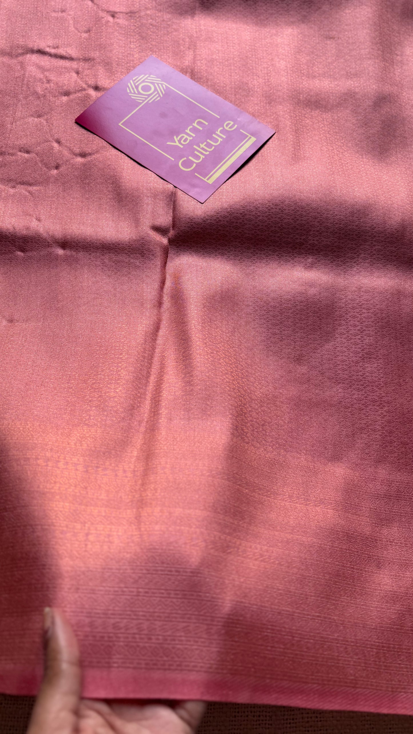 Peach, antique gold zari, semi -silk - YCDOSOCSS02