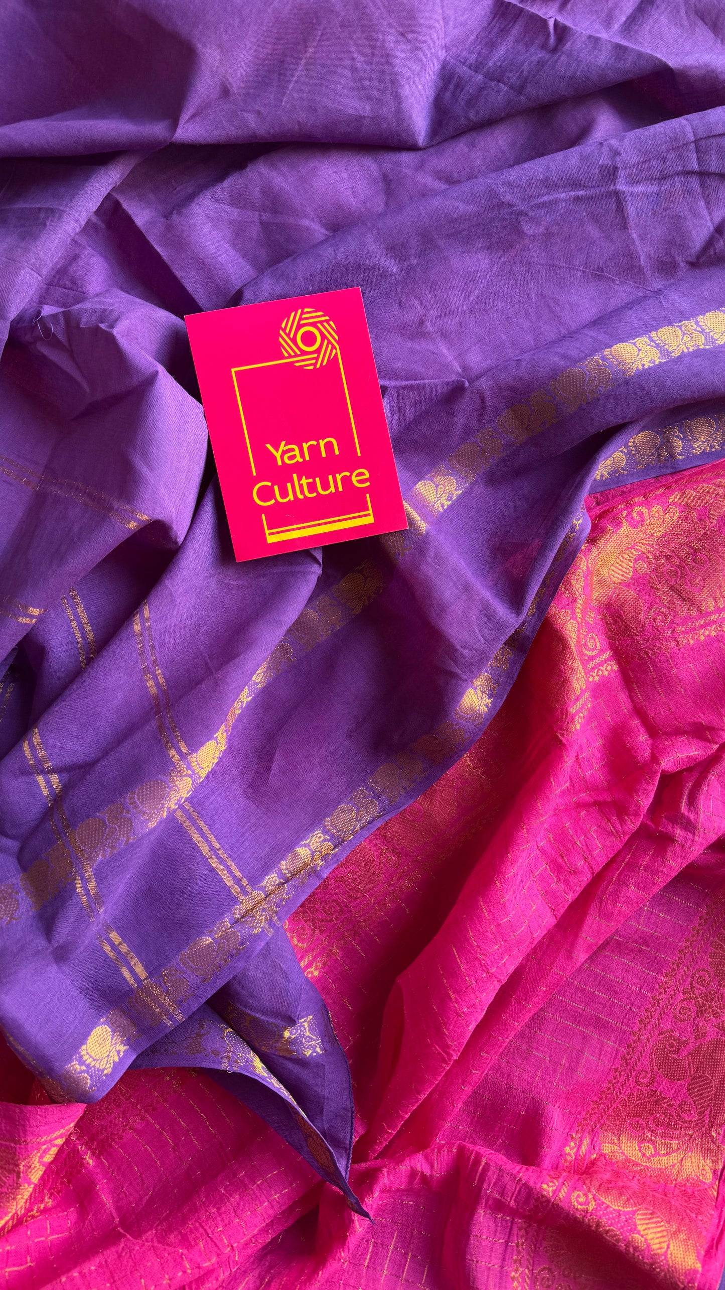 Alli (அல்லி) : purple with pink, sungudi cotton - YCENOID02