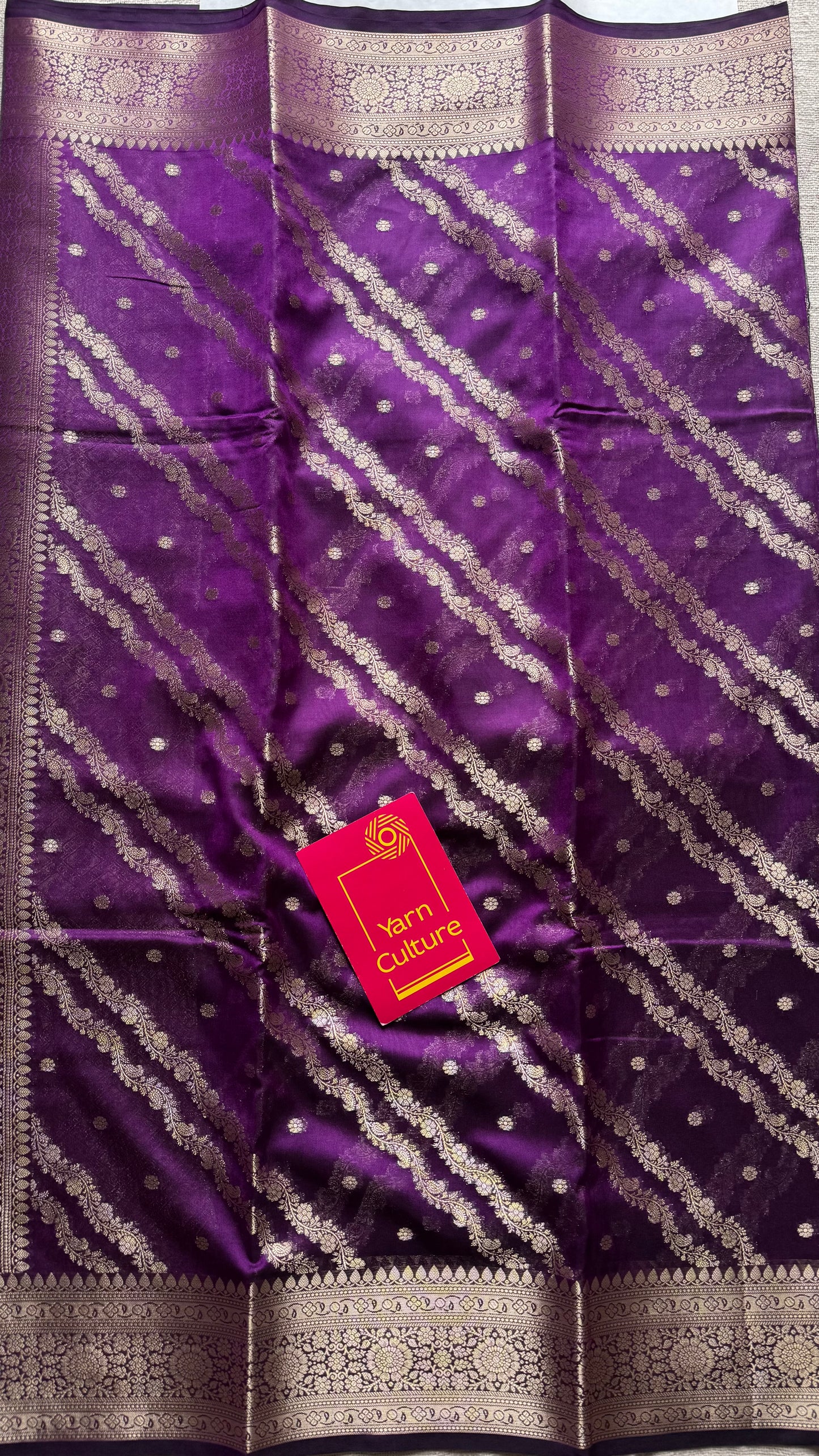 Purple floral zari, Banarasi semi-georgette - YCDESE15