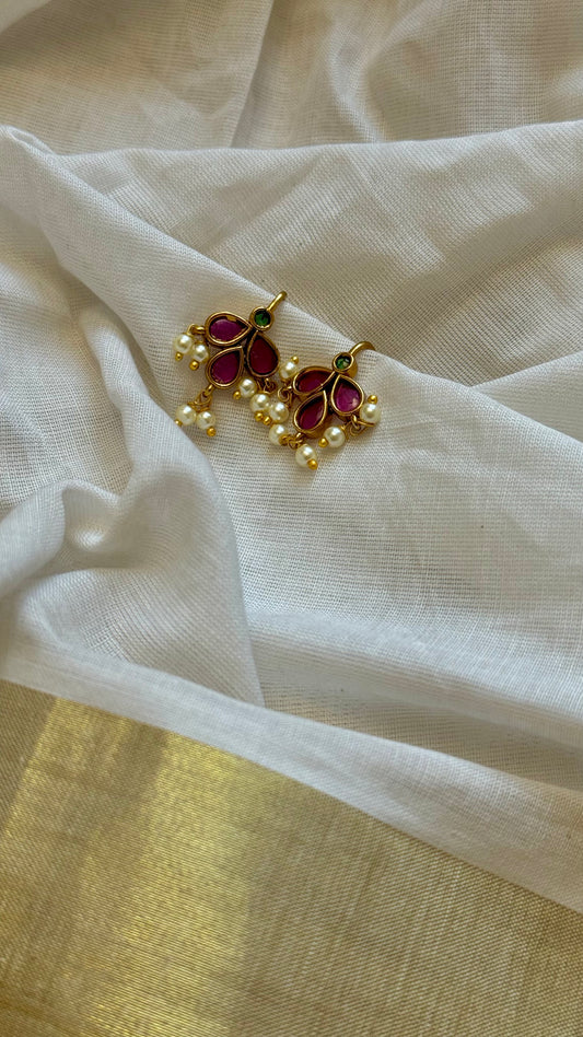 Bugadi clip-on (non pierced), ruby, white - YCGPBU687