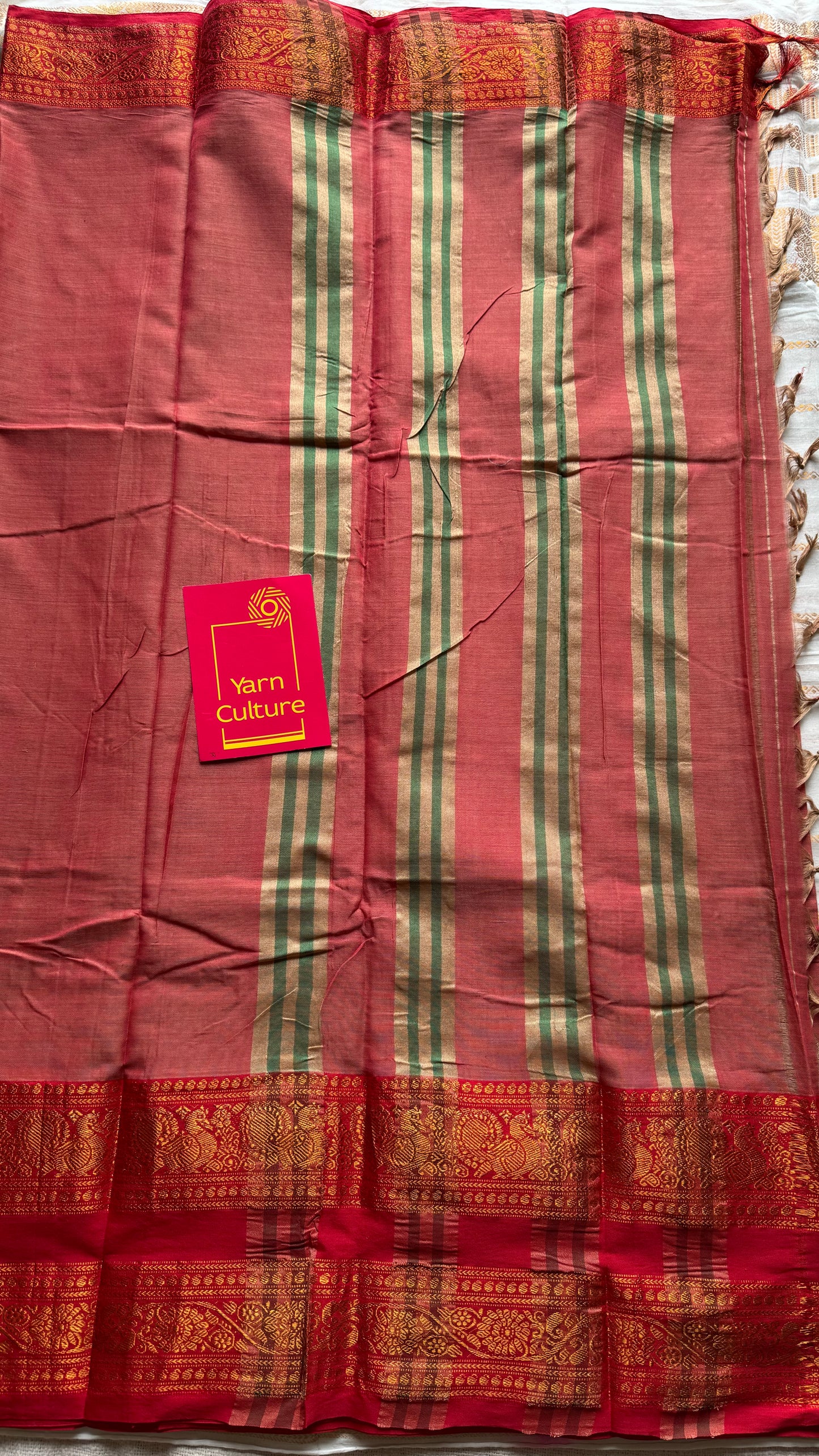 Light red with red wide border, narayanpet soft cotton saree -YCWOTDAUG04