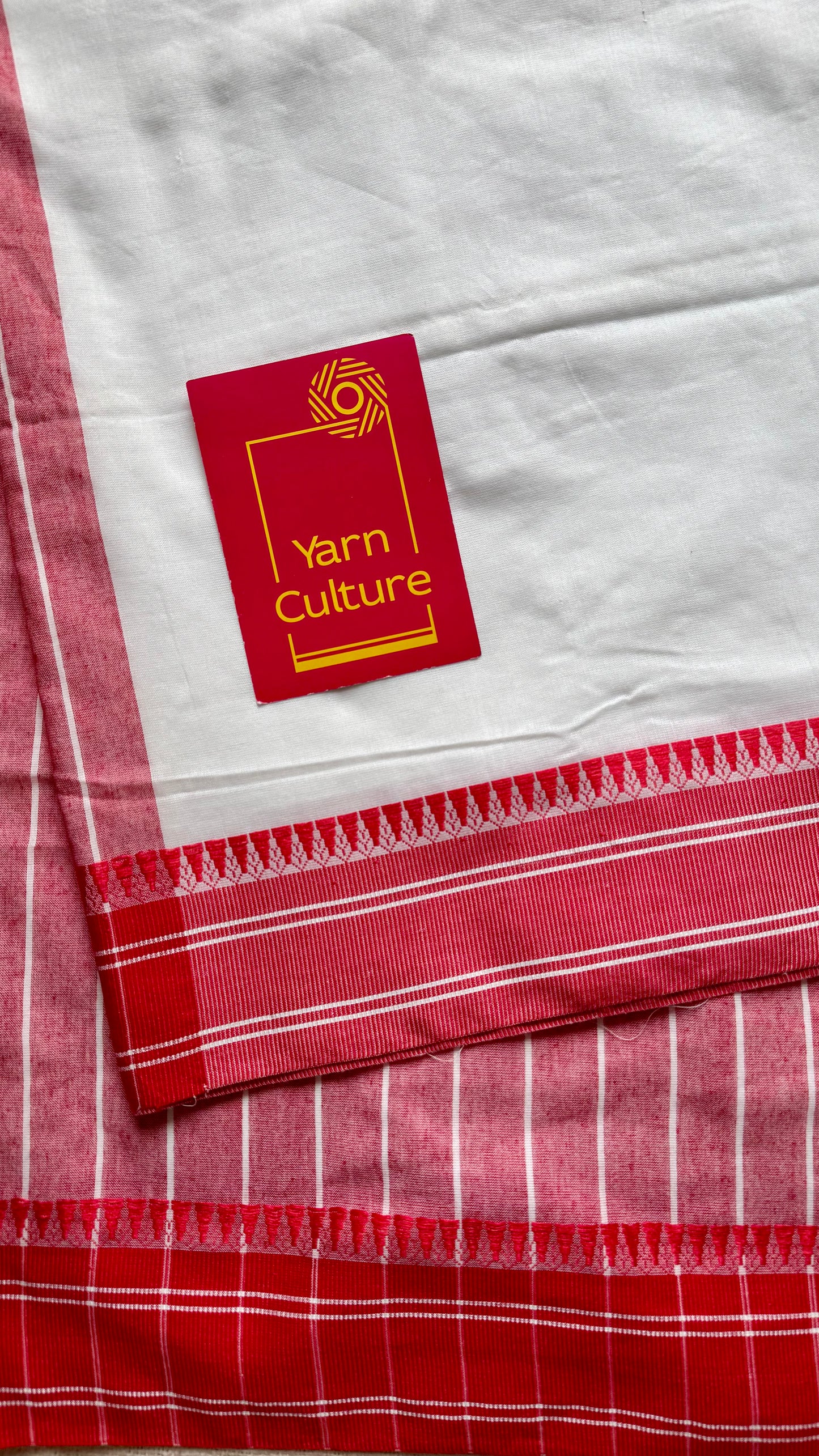 White with red thread border, soft cotton - YCBCDP11