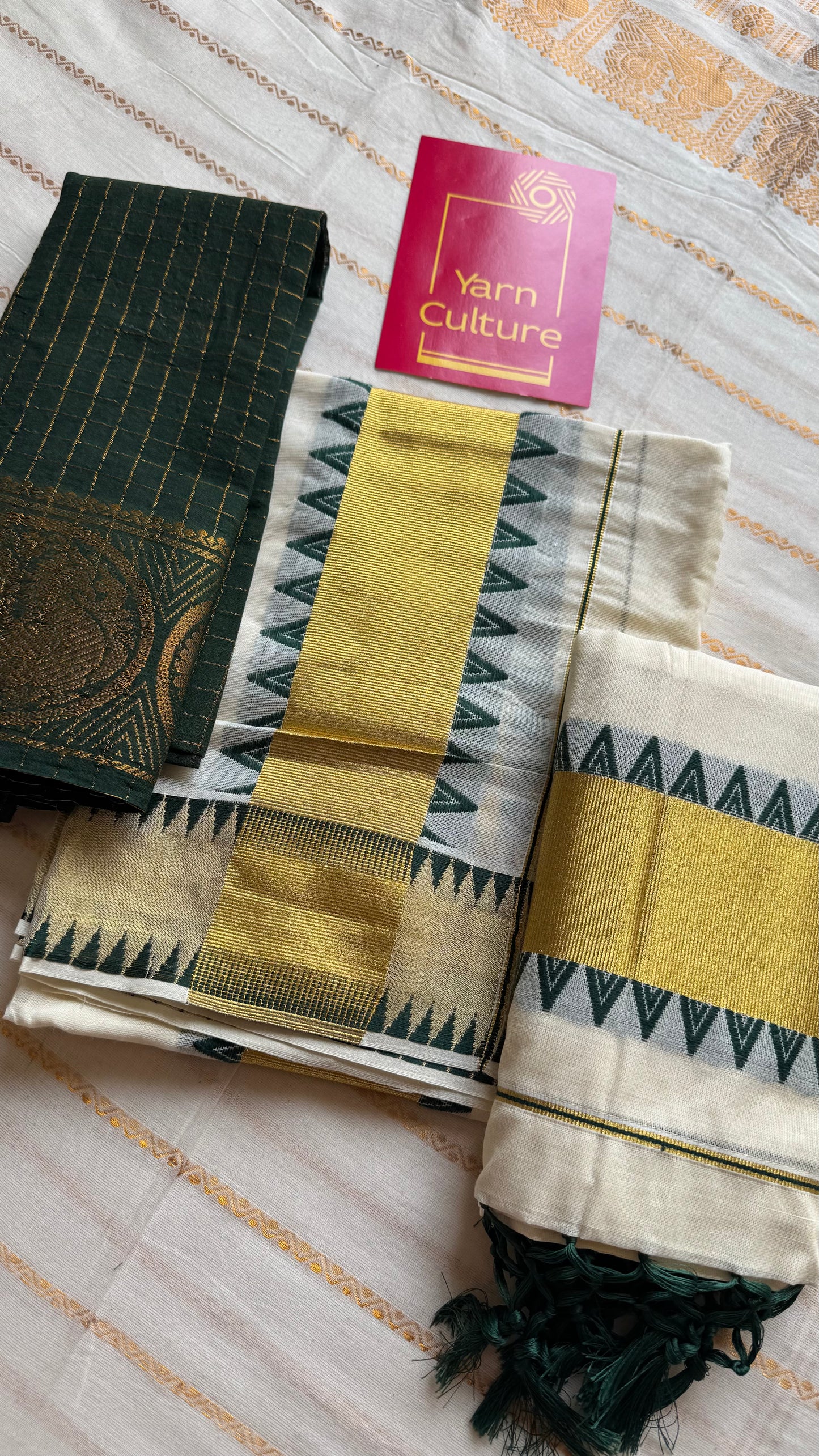 Set mund, dark green temple border, striped - YCIEON141