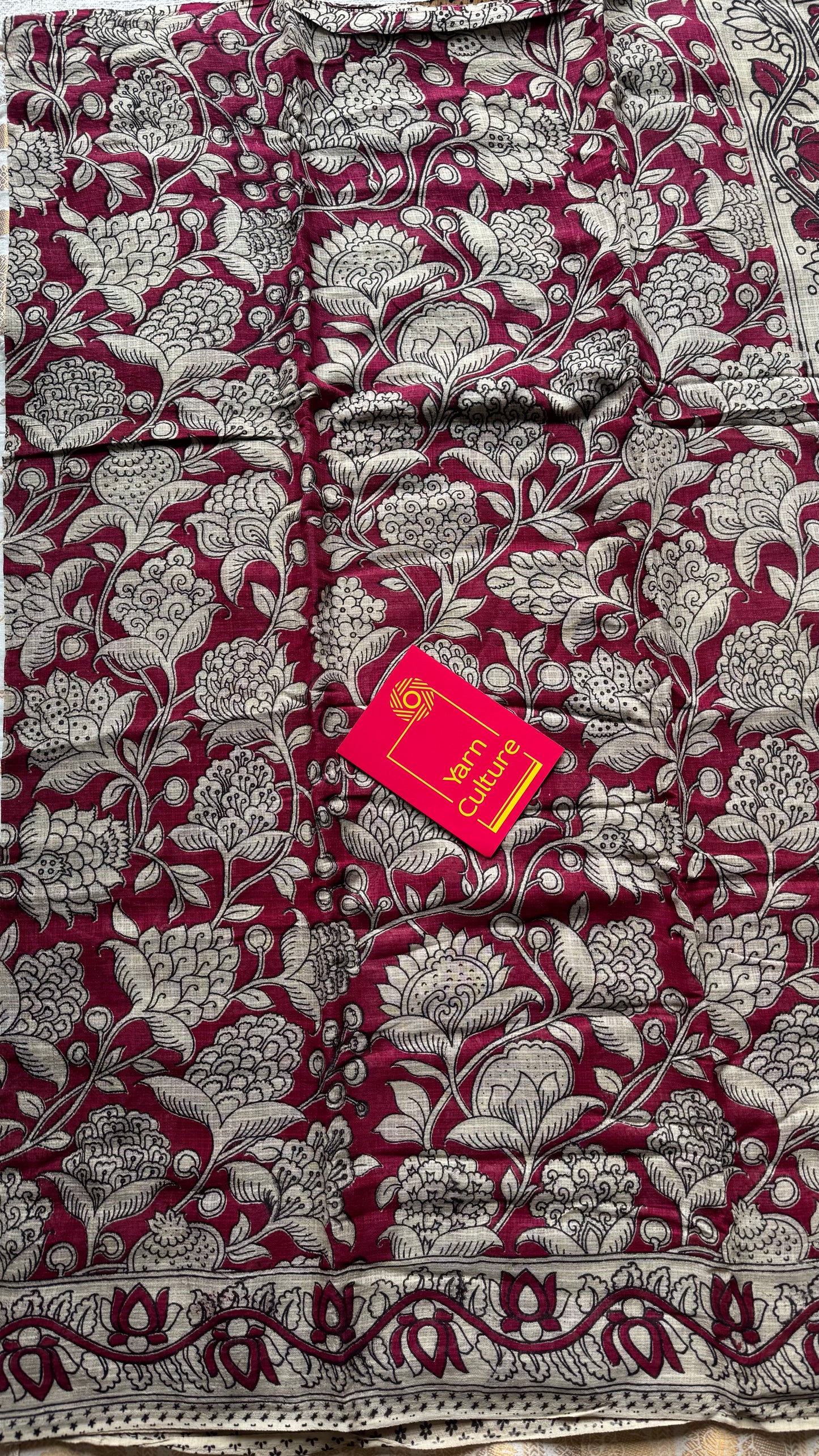 Crimson floral kalamkari saree in kota - YCWOTDMA354
