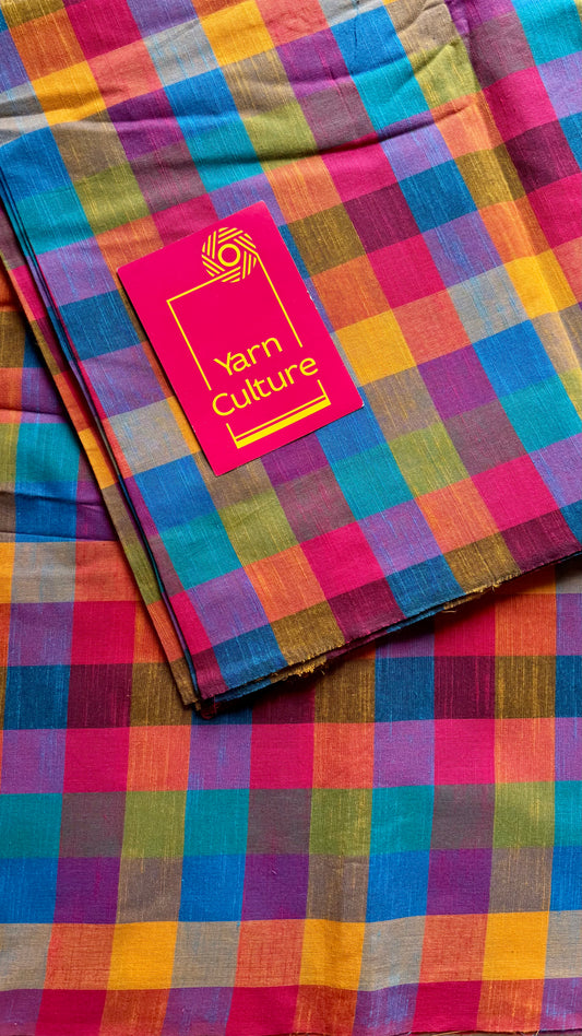 Multicoloured Madras Checks in Pure Cotton Fabric - YCSEFB04