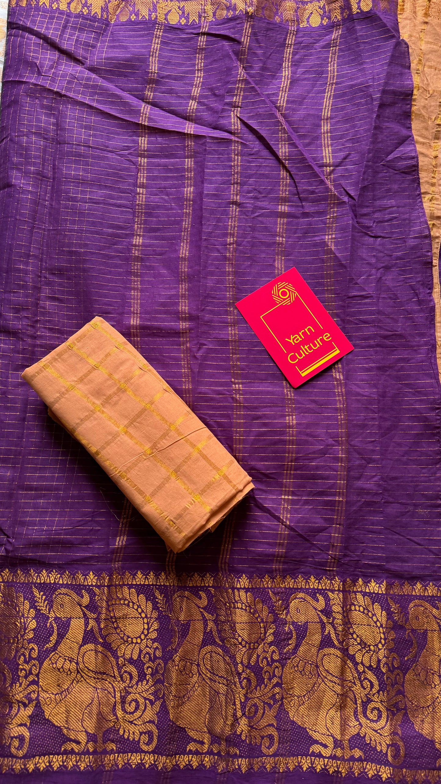 Purple with musk, sungudi cotton half-half saree - YCCOTNIDMA317