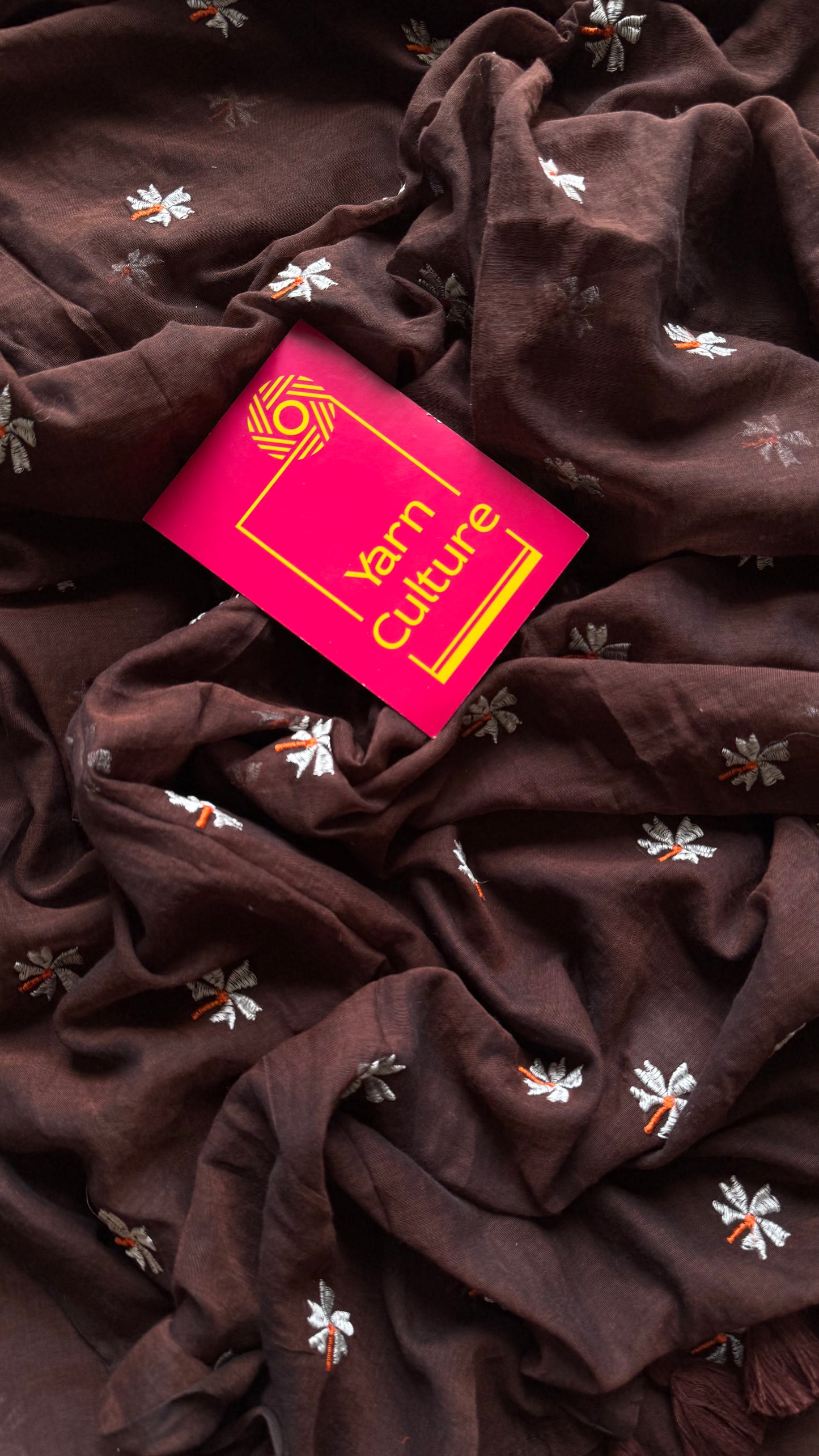 Brown parijat mul cotton saree  - YCBCMCAP34