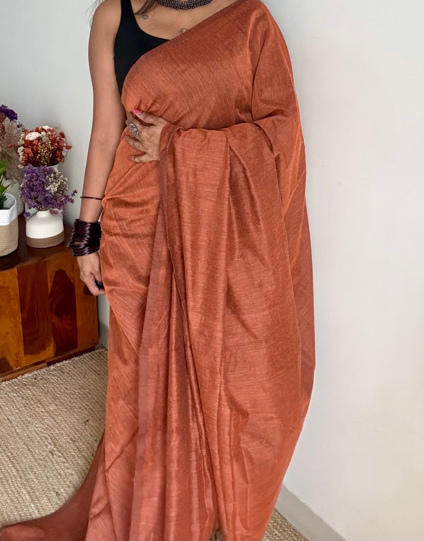 Rust orange soft cotton saree  - YCBCKCAP27