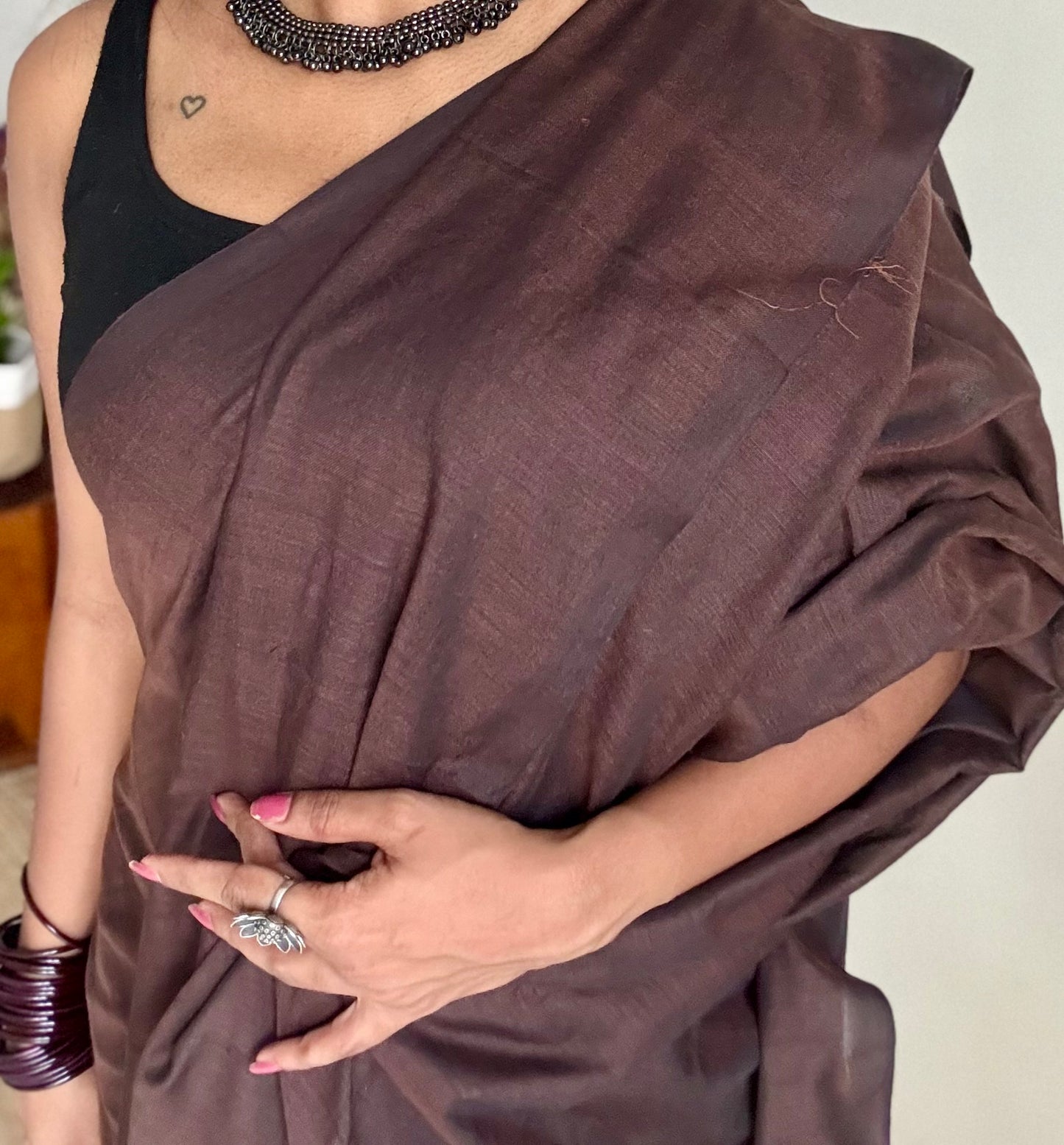 Brown soft cotton saree  - YCBCKCAP22