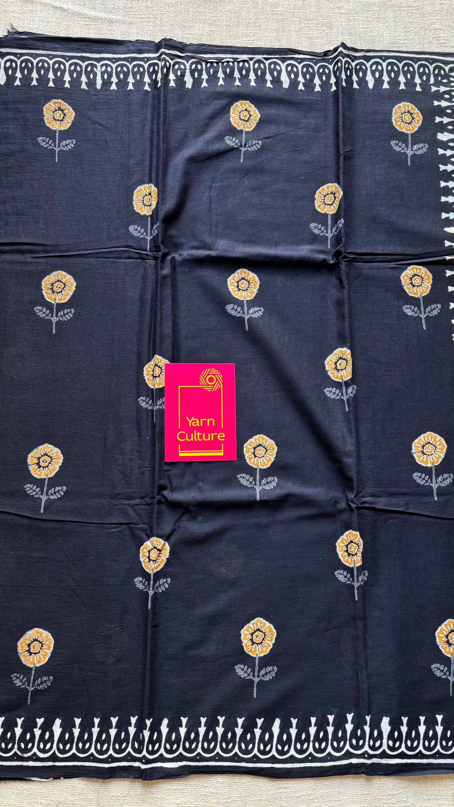 Midnight Marigold – a soft bloom of spring, block print, soft cotton - YCTOROCBP63