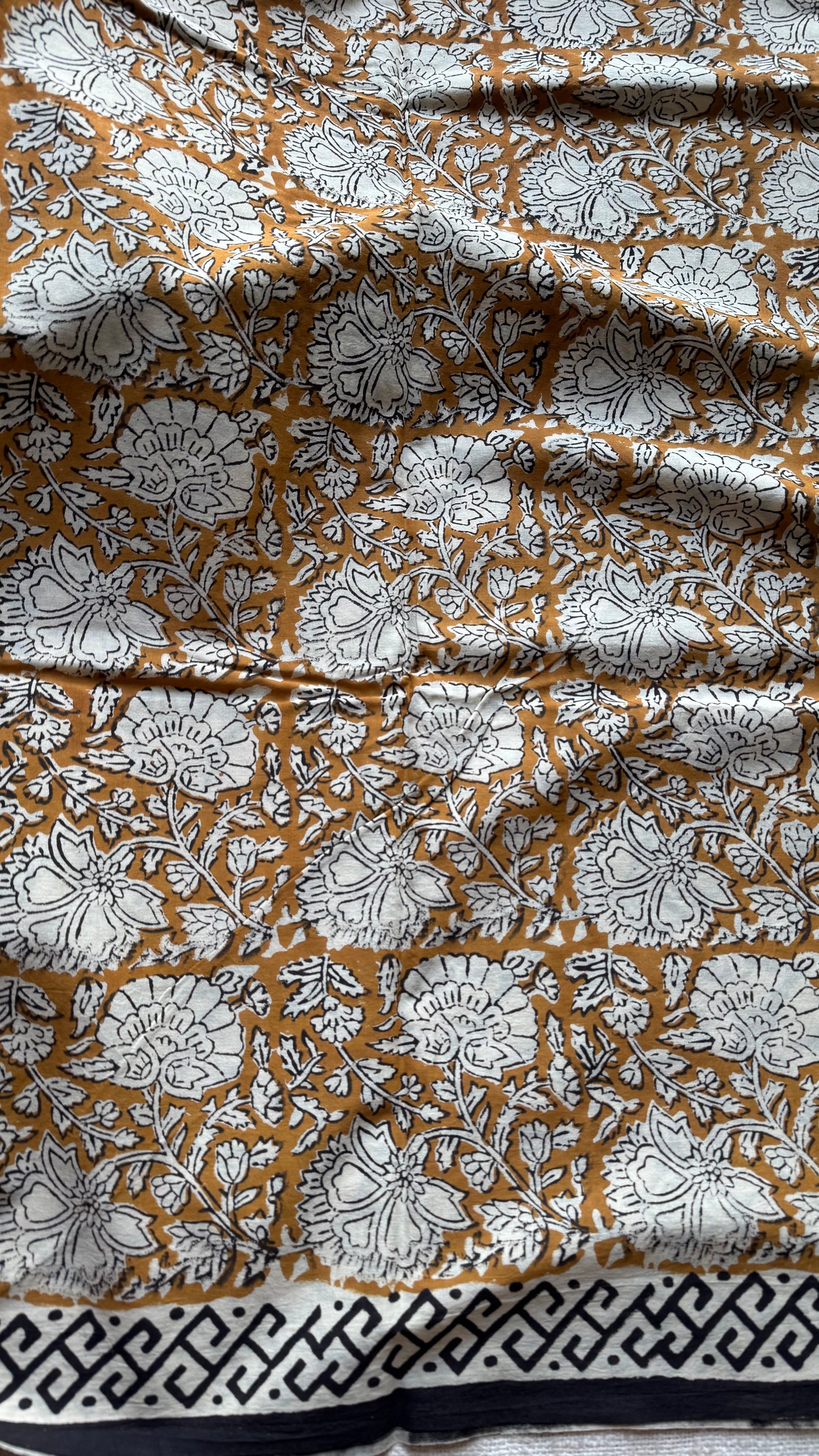 Raah - black and white to earthy brown, half half pattern, block print, soft cotton - YCWOTDNOBP93