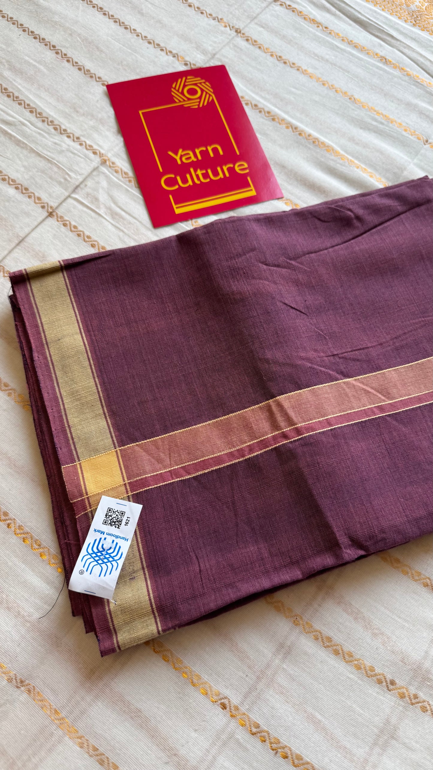 Wine Chendamangalam Handloom Single Mundu | Soft Cotton Men's Dhoti - YCMSEIE179