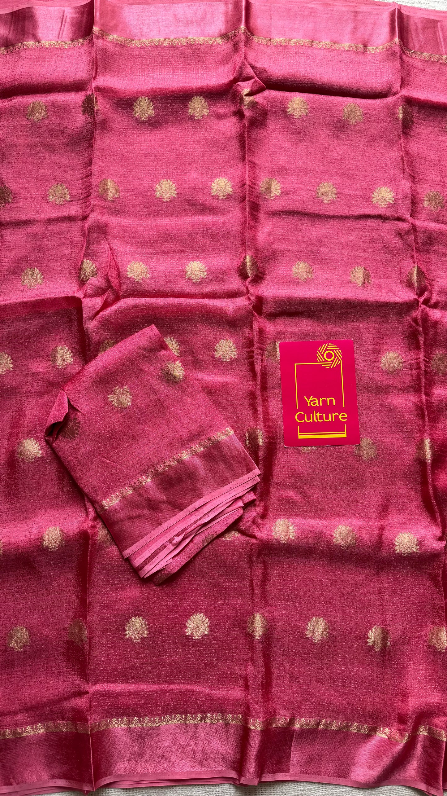 Onion pink in khadi silk, zari motifs - YCDOSFE21