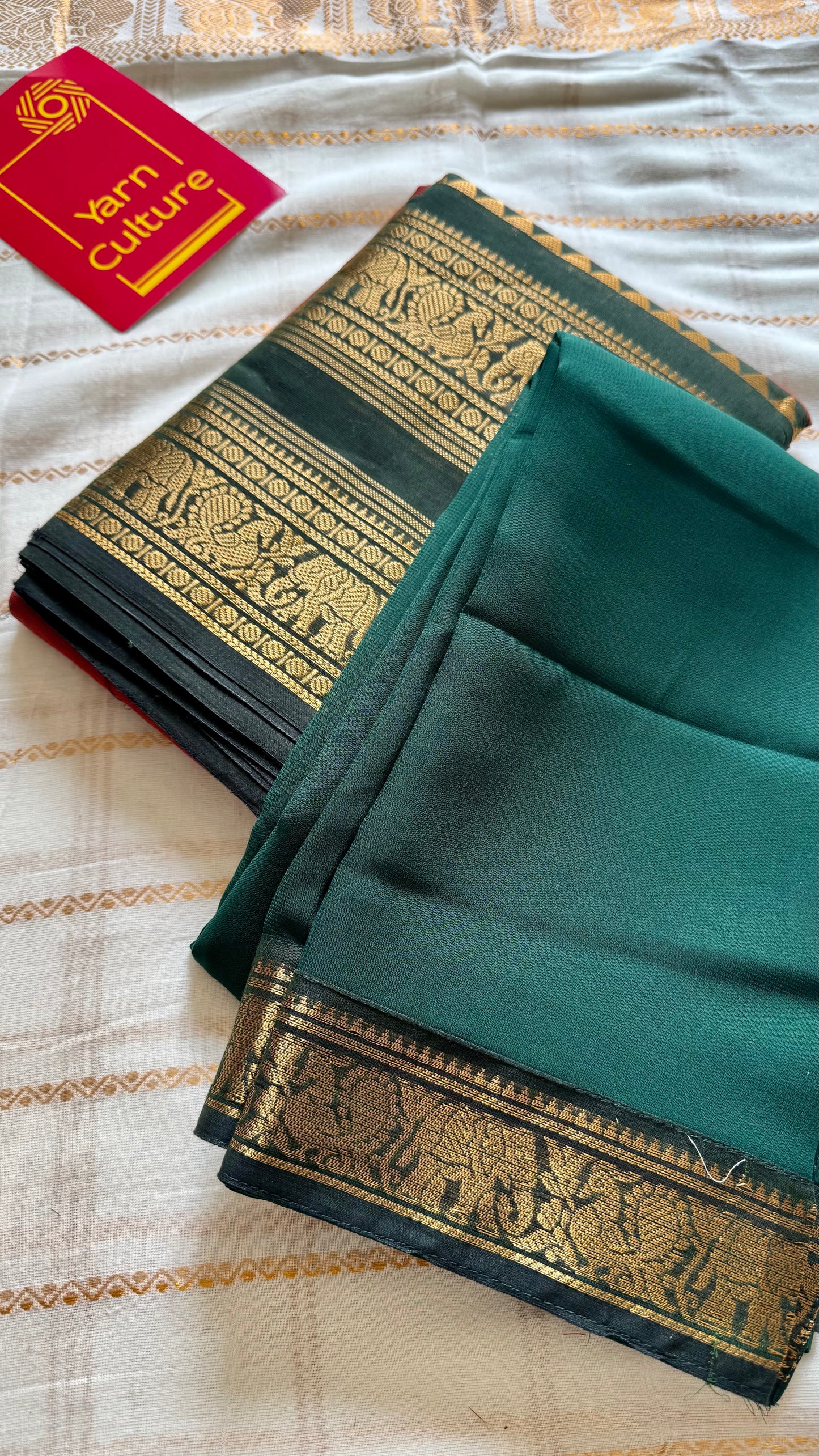 Dual tone Maroon - Green unstitched half saree material (dhavani), kanchi cotton - YCIEHS209