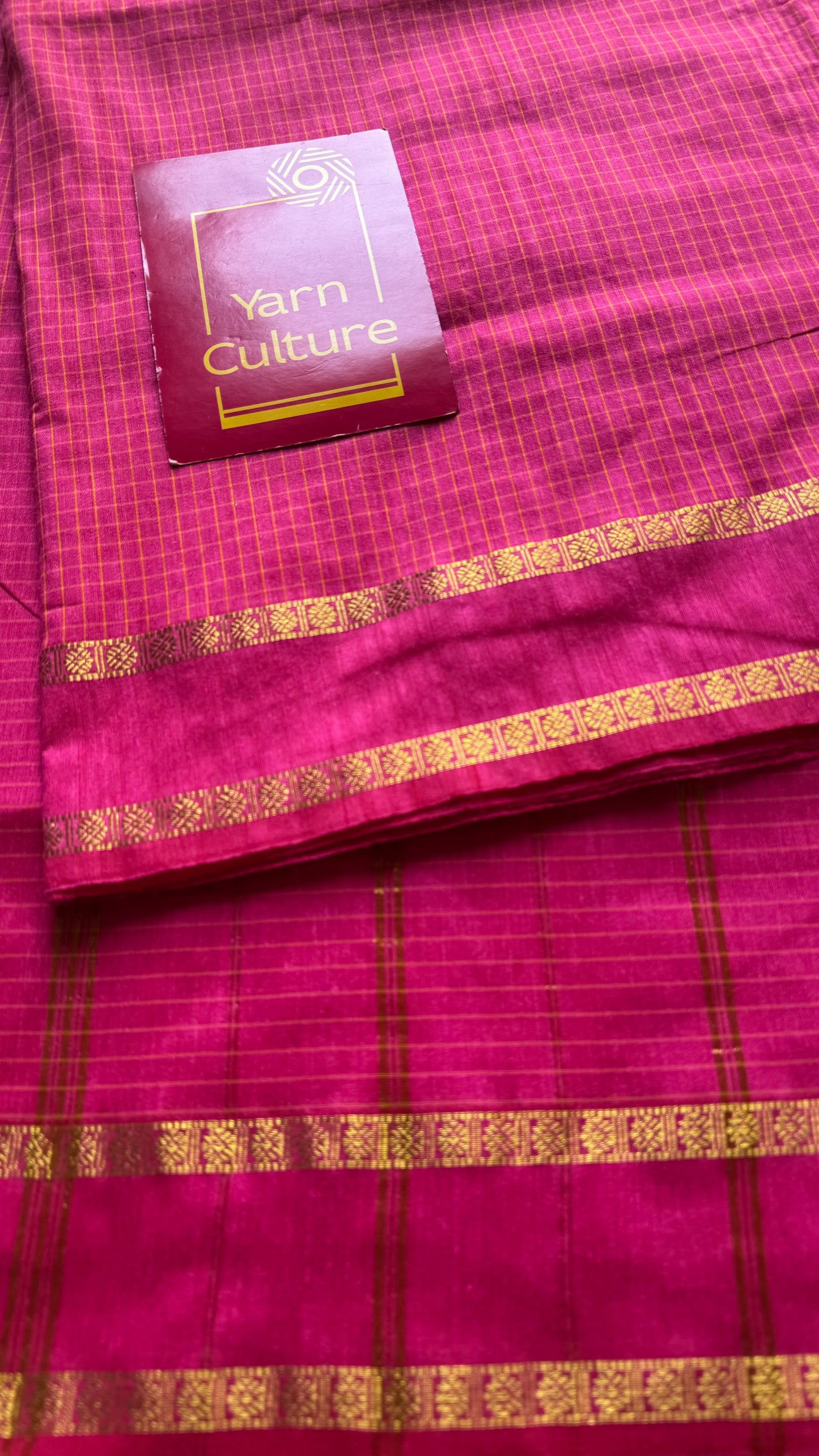 Hot pink, arani checks, cotton silk - YCCOTNOCAR08