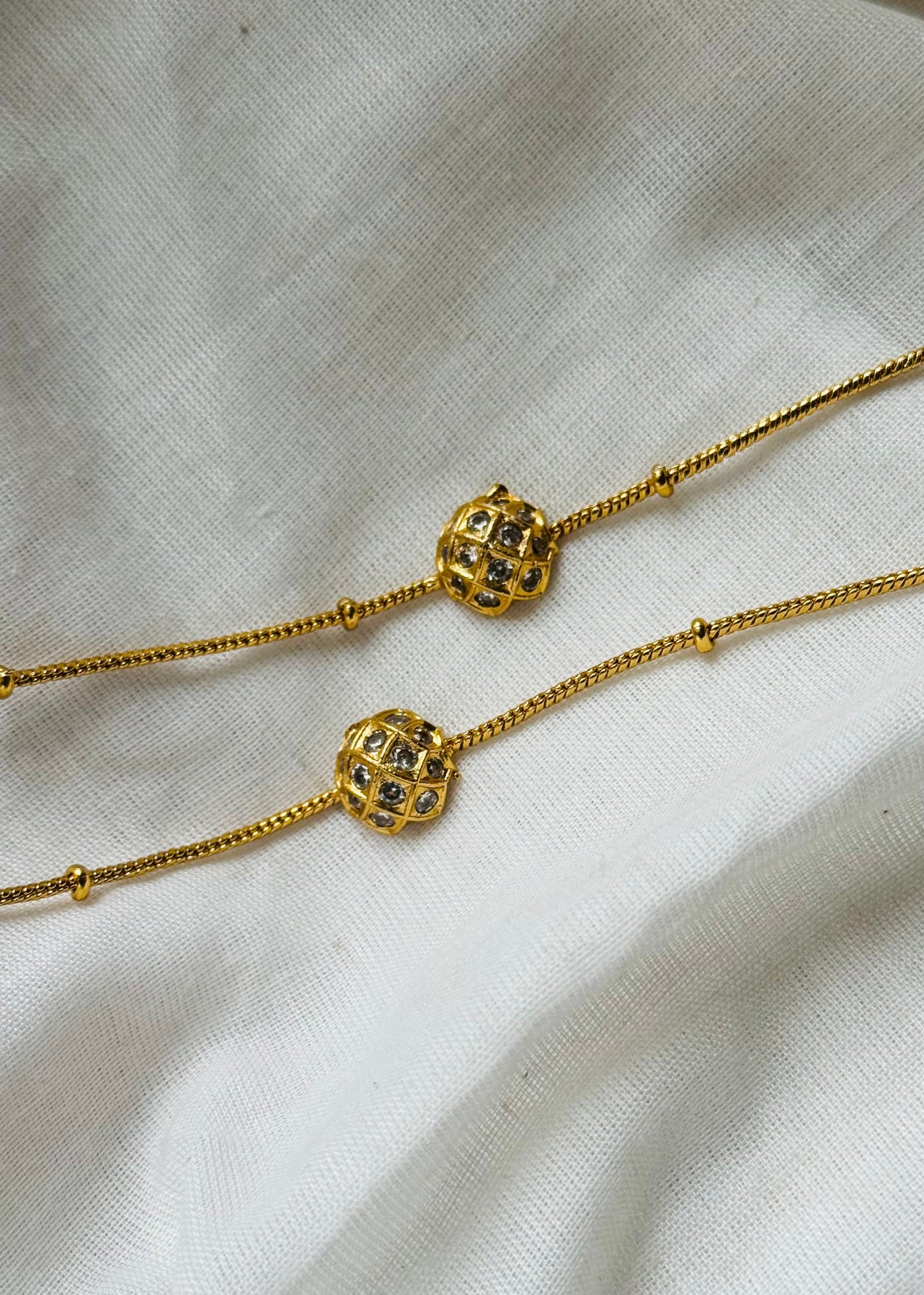 Half round white stones anklet - YCGPAK833