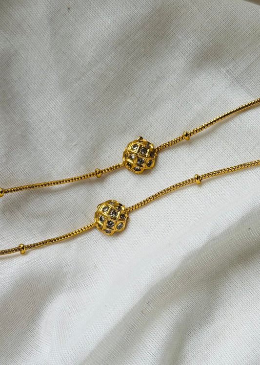 Half round white stones anklet - YCGPAK833