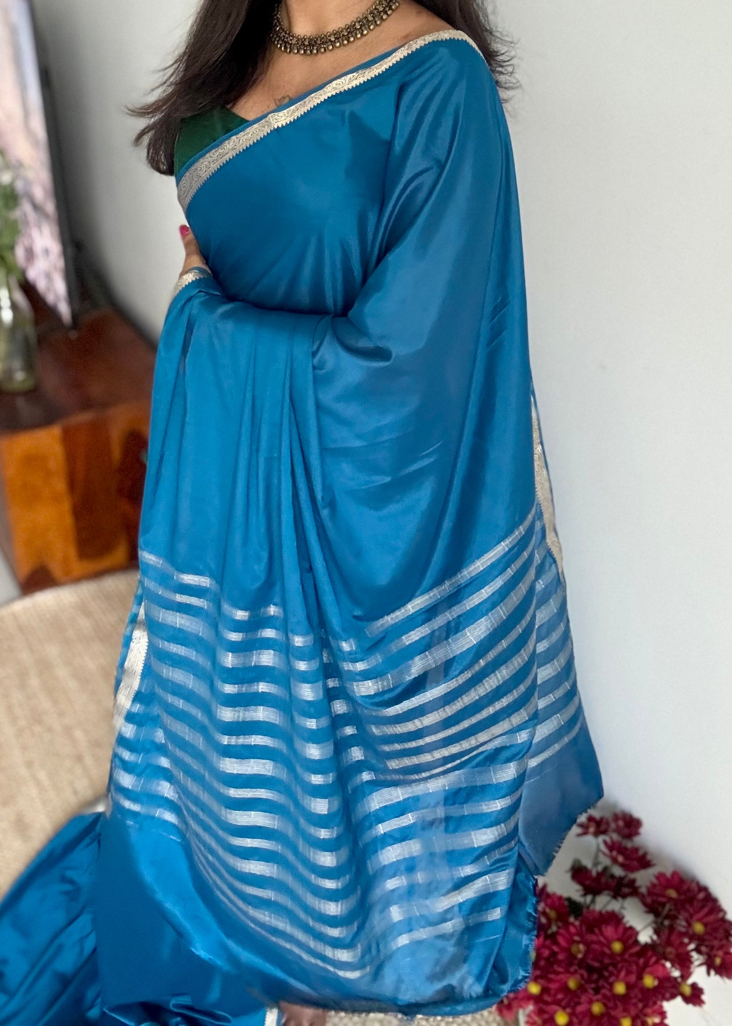 Peacock blue, Mysore semi-silk - YCDESE20
