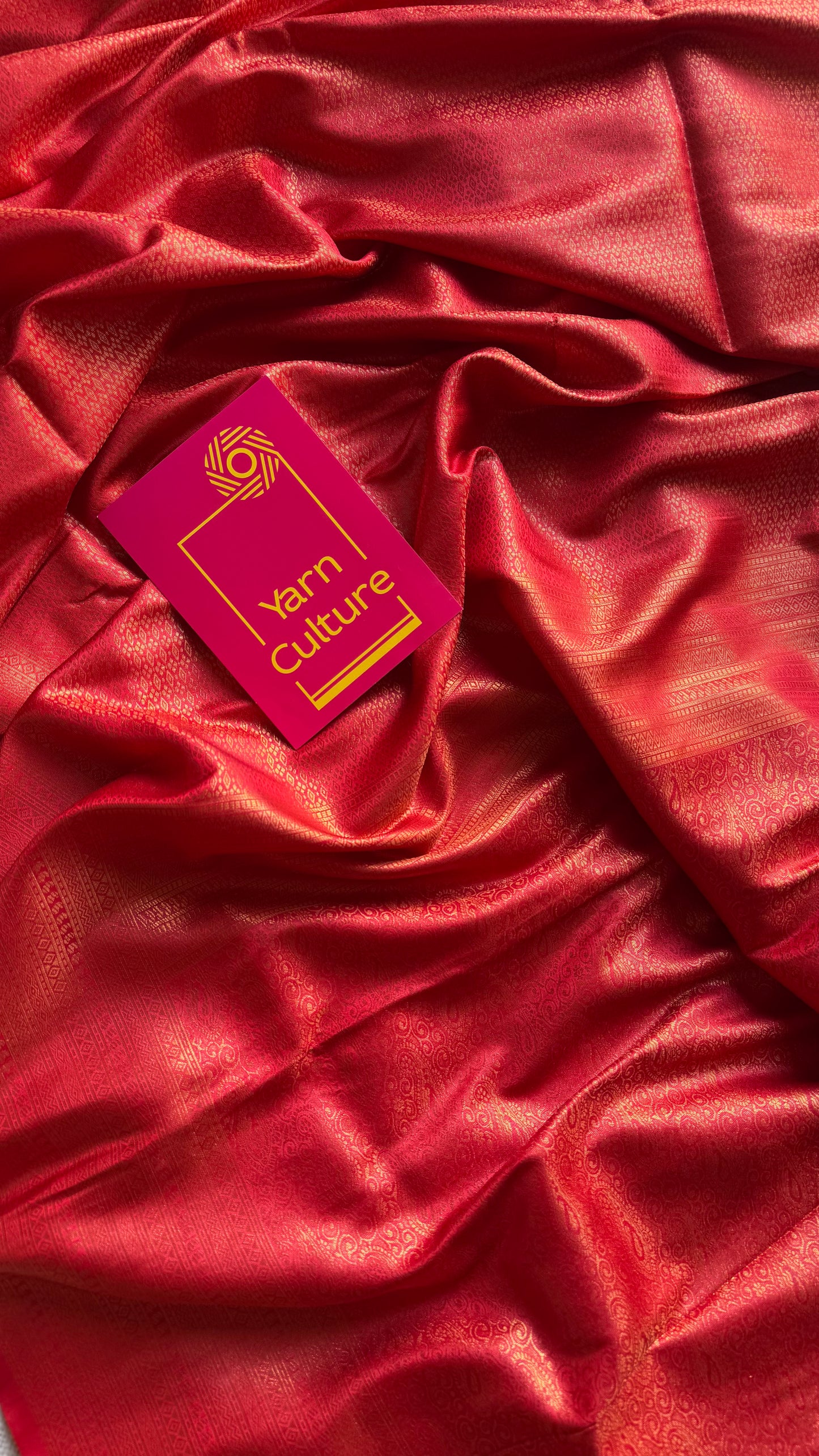 Red, antique gold zari, semi-silk - YCDOSOCSS06