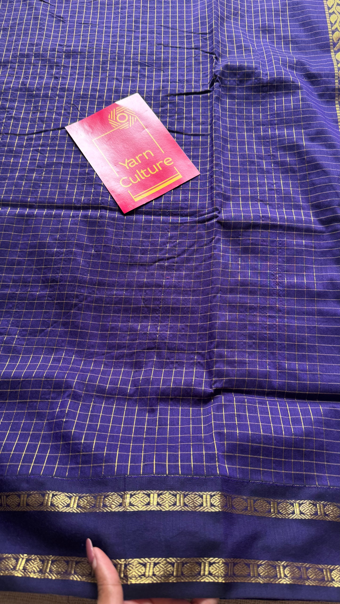 Purple, arani zari checks saree, cotton silk - YCCOTNAUG13