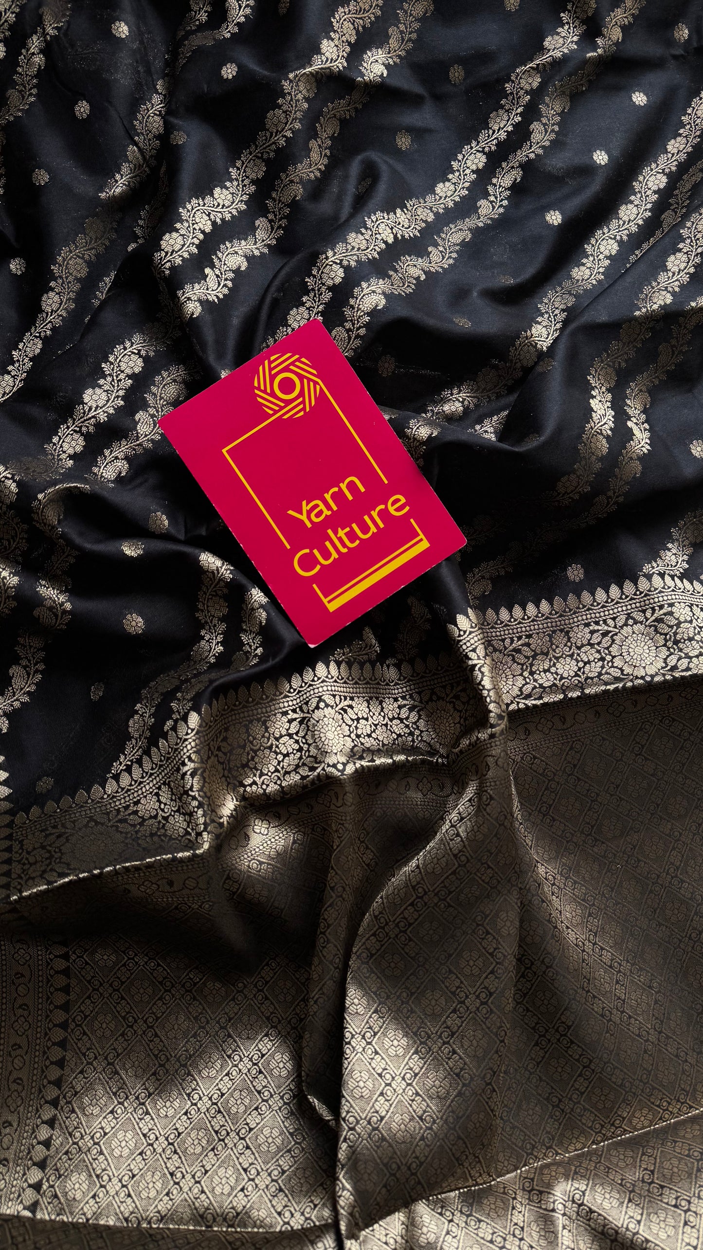 Black floral zari, Banarasi semi-georgette - YCDESE14