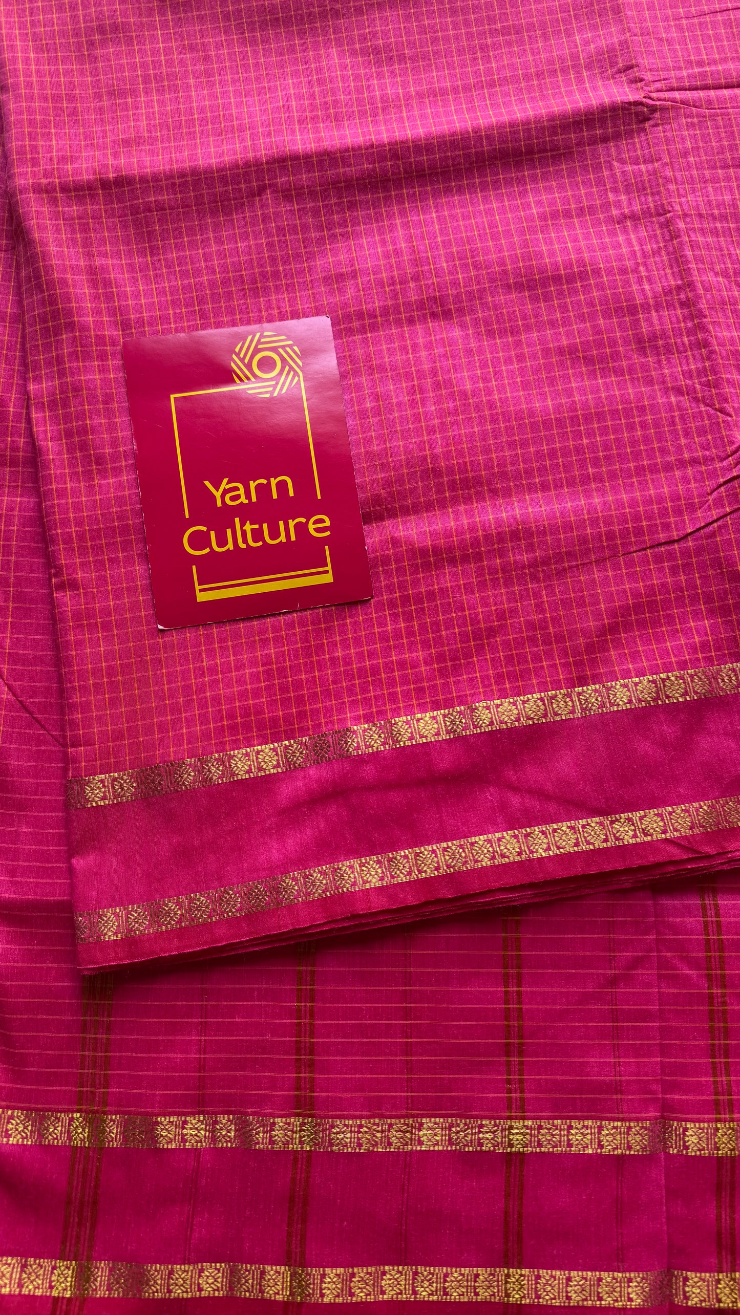 Hot pink, arani checks, cotton silk - YCCOTNOCAR08