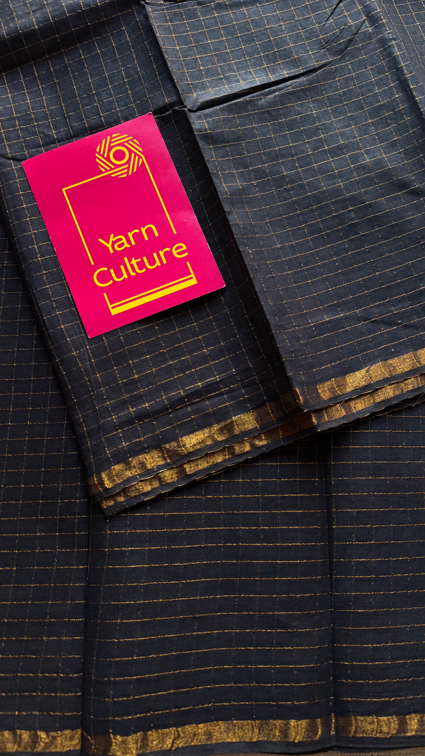 Black mini kattam kattuchayam dyed madurai cotton saree - YCCOTNMSFE109