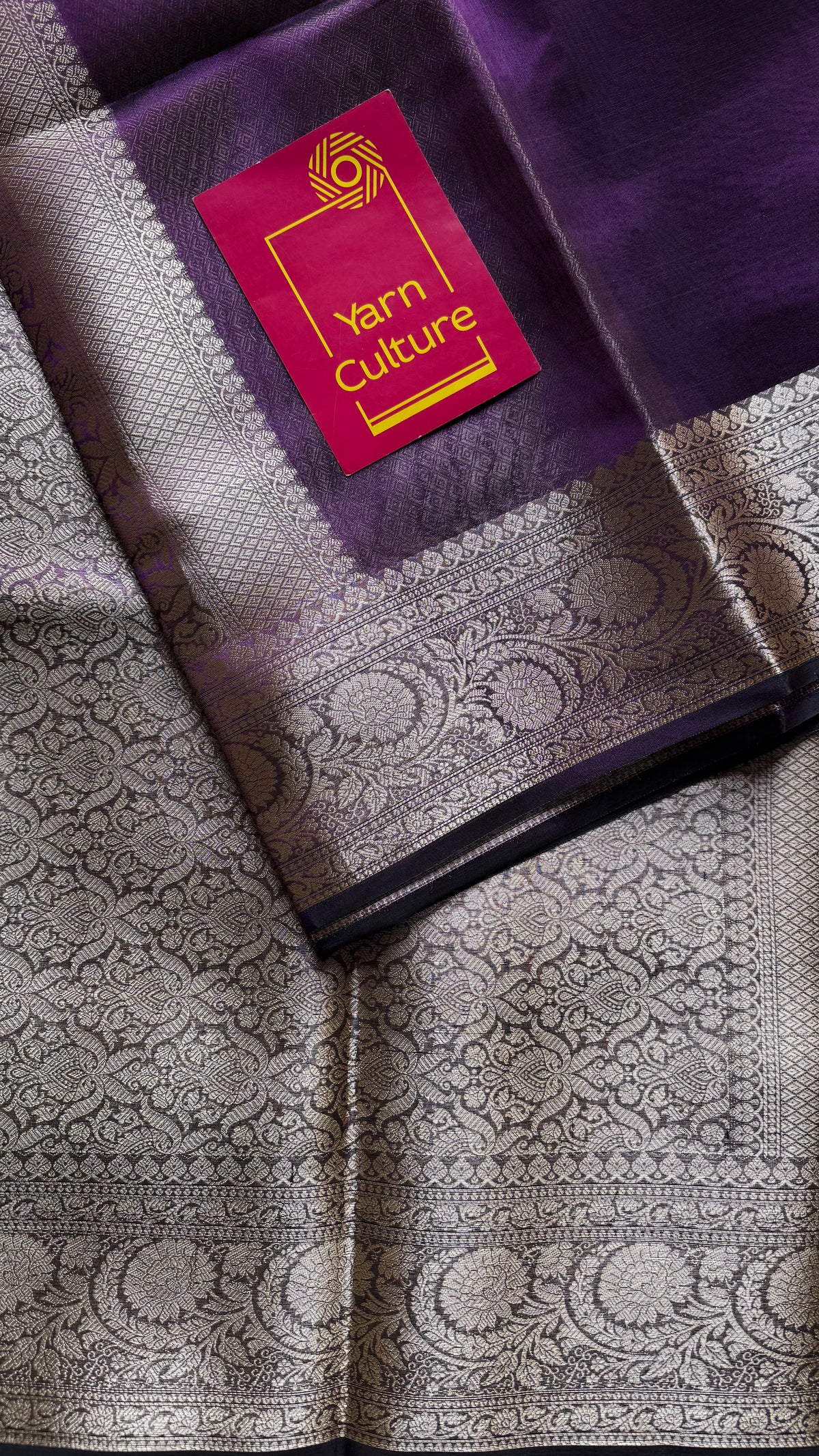 Purple tissue Banarasi saree with zari border - YCBLTOC89