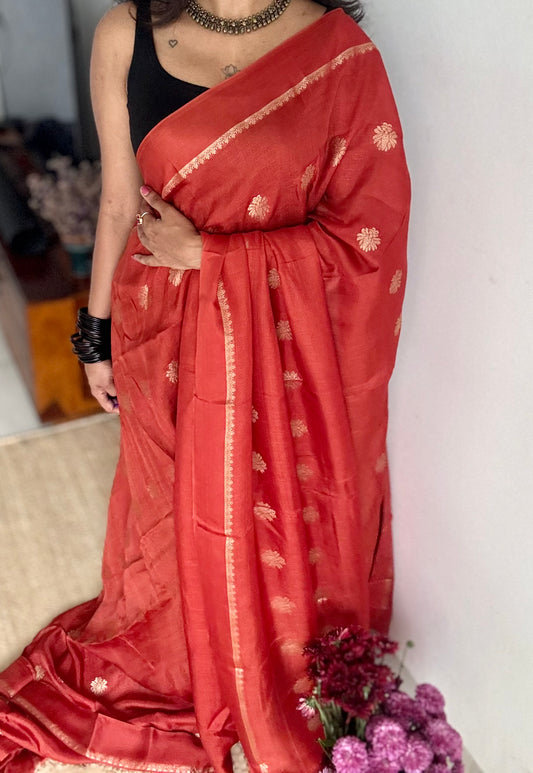 Burnt orange in khadi silk, YCDOSFE16