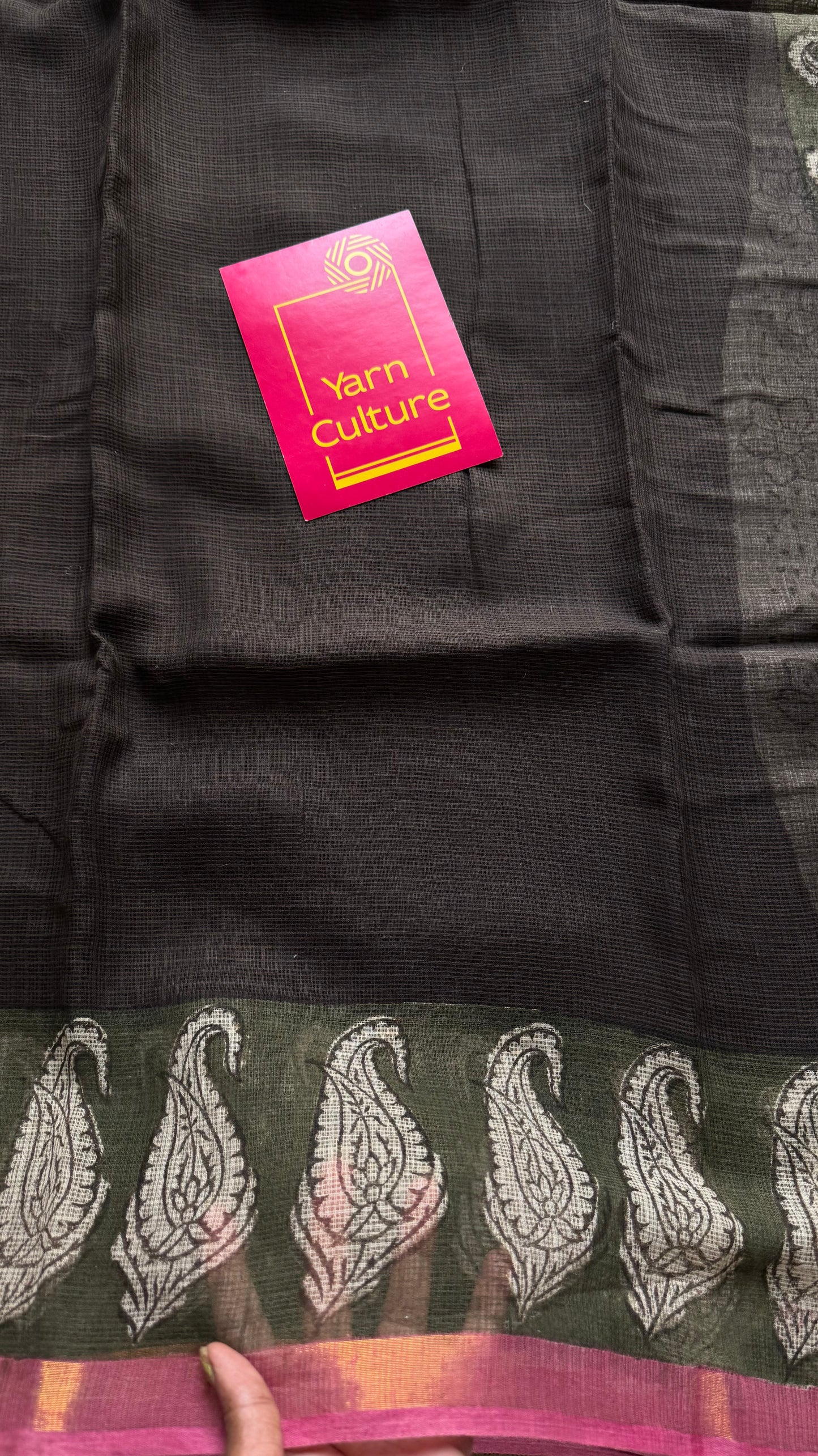 Garmi Ki Chhutti - Black kota doria saree, with gold zari border - YCTORKDAP08