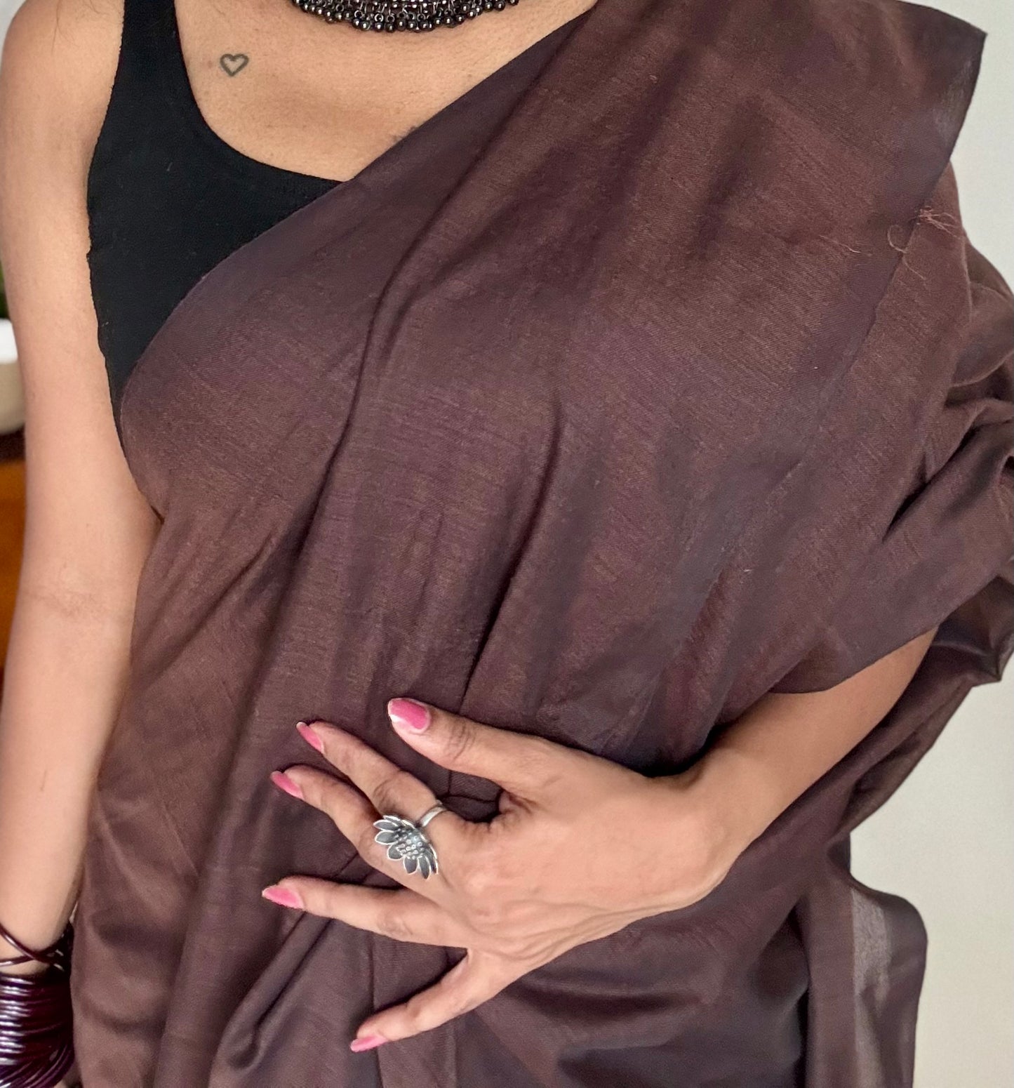 Brown soft cotton saree  - YCBCKCAP22