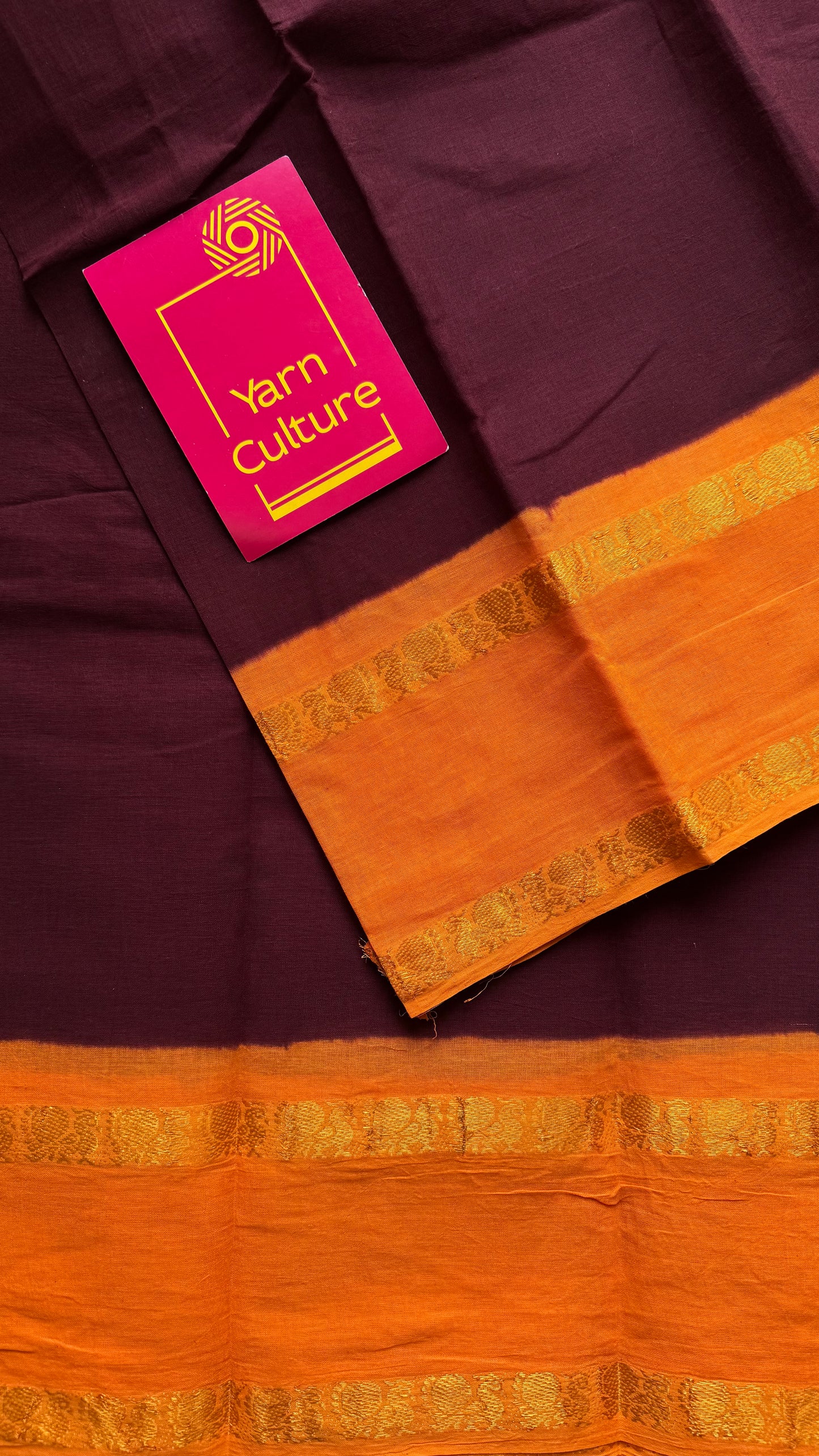 Maroon with light orange rettaipettu peacock double border, madurai soft cotton - YCCOTNMSAP205