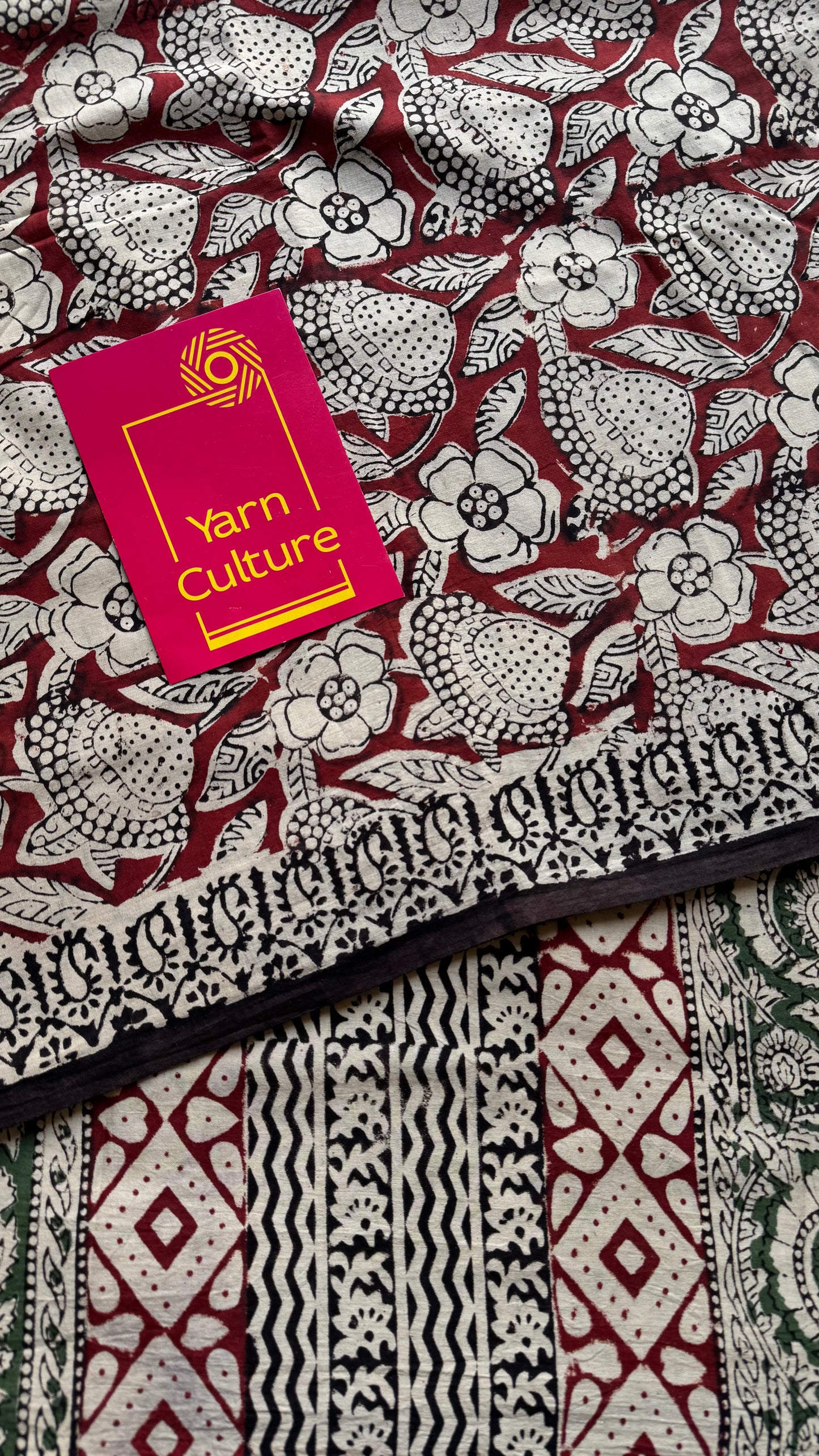 Kesar - a warm red with floral motifs, block print, soft cotton - YCWOTDNOBP90