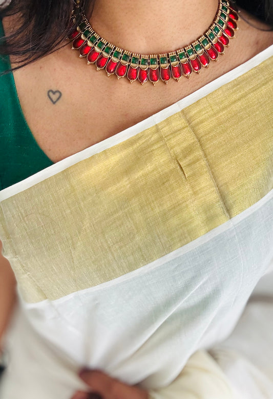 Red nagapadam necklace with jhumkas - YCAGC136