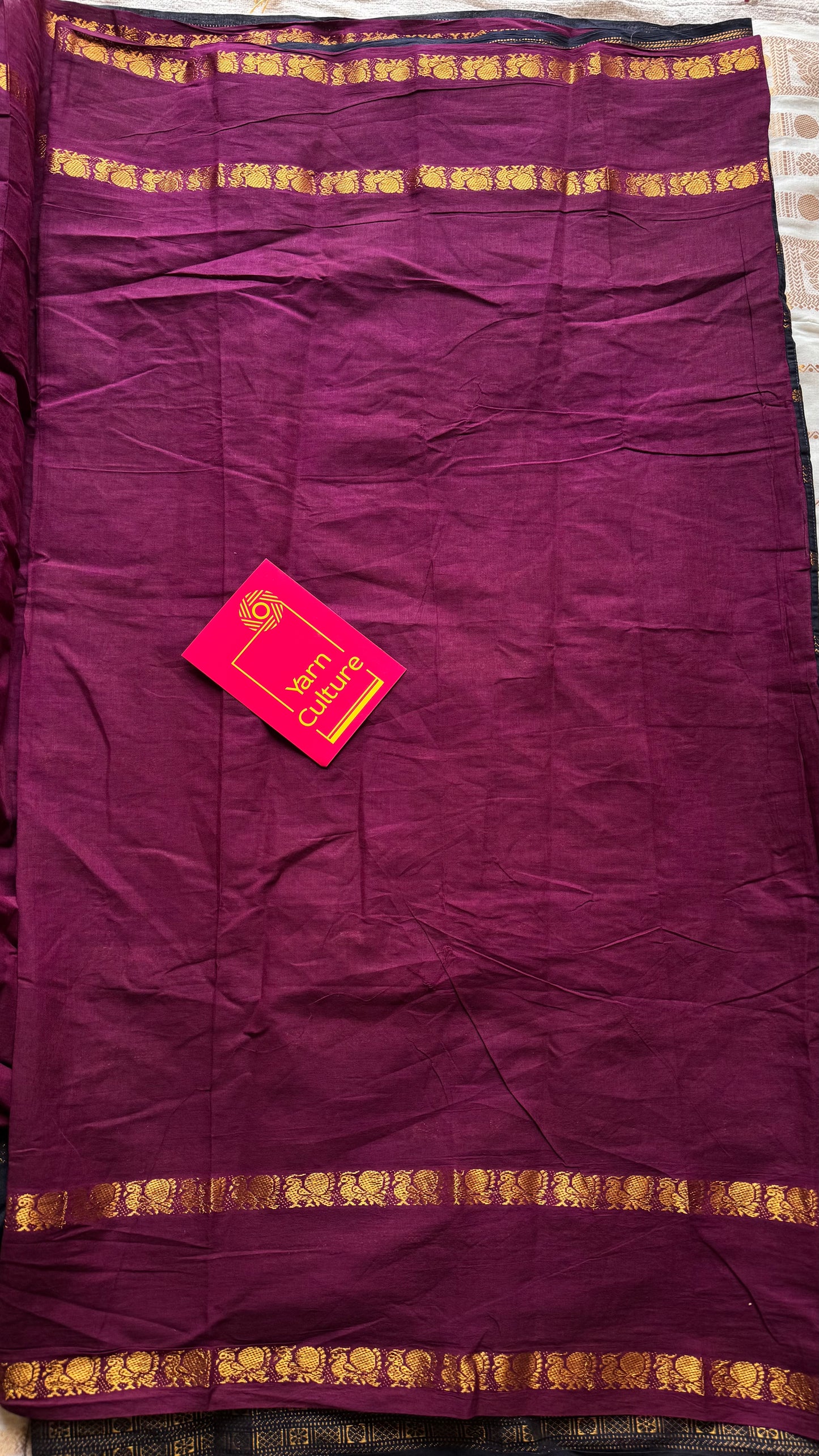 Black and dark vadamalli (purple pink), sungudi cotton half-half saree - YCCOTNIDMA296